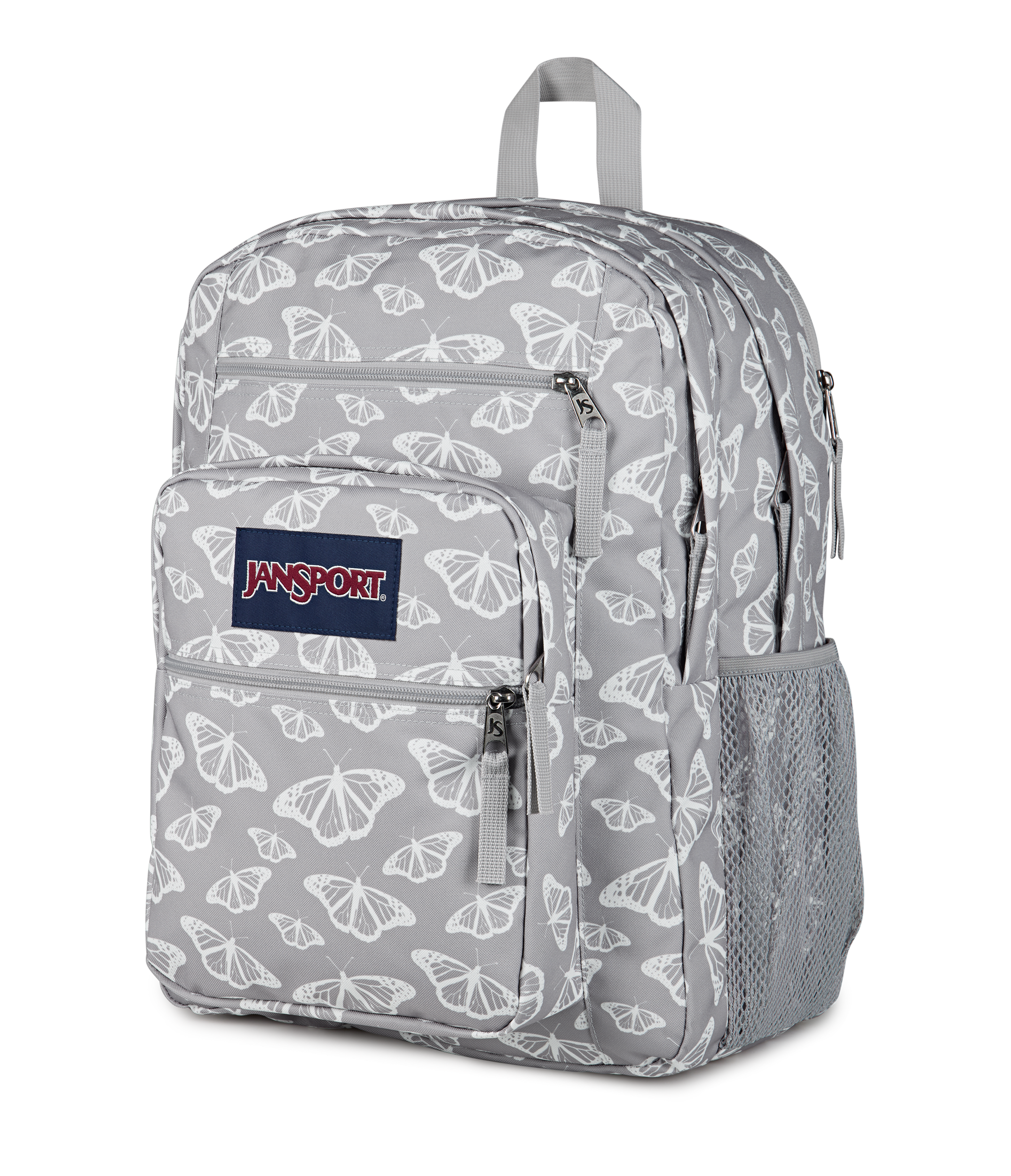 JanSport Big Student Backpack 34L in Flutter By Grey — angle view 2 # color_Flutter By Grey