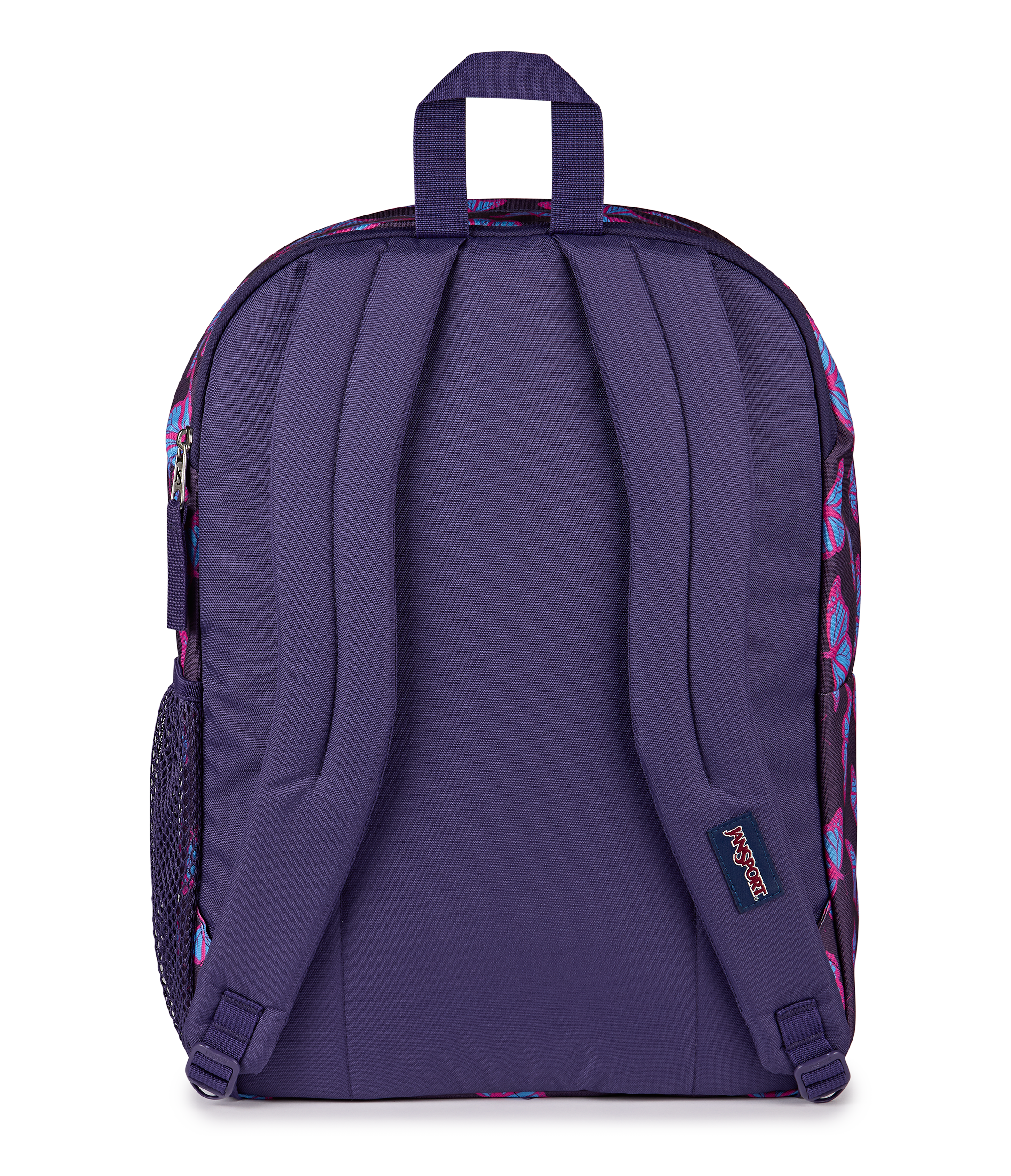 JanSport Big Student Backpack 34L in Flutter By Purple — back view # color_Flutter By Purple