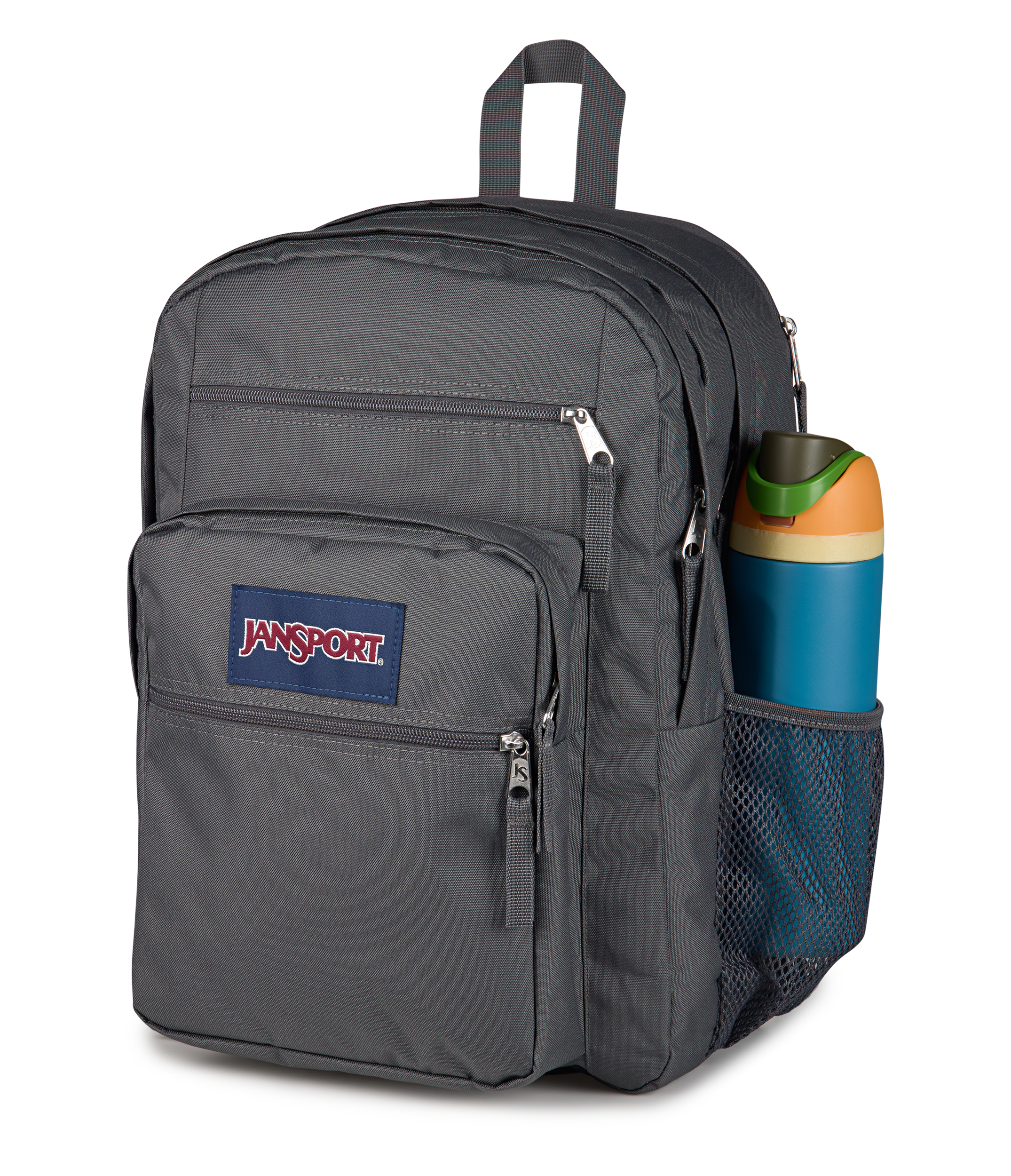 JanSport Big Student Backpack 34L in Smokey Grit — detail view # color_Smokey Grit