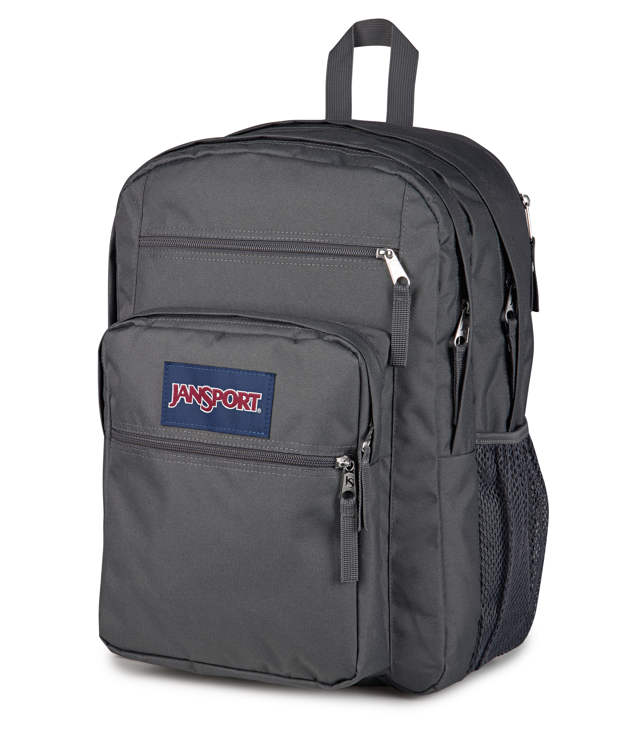 JanSport Big Student Backpack 34L in Smokey Grit — angle view 2 # color_Smokey Grit
