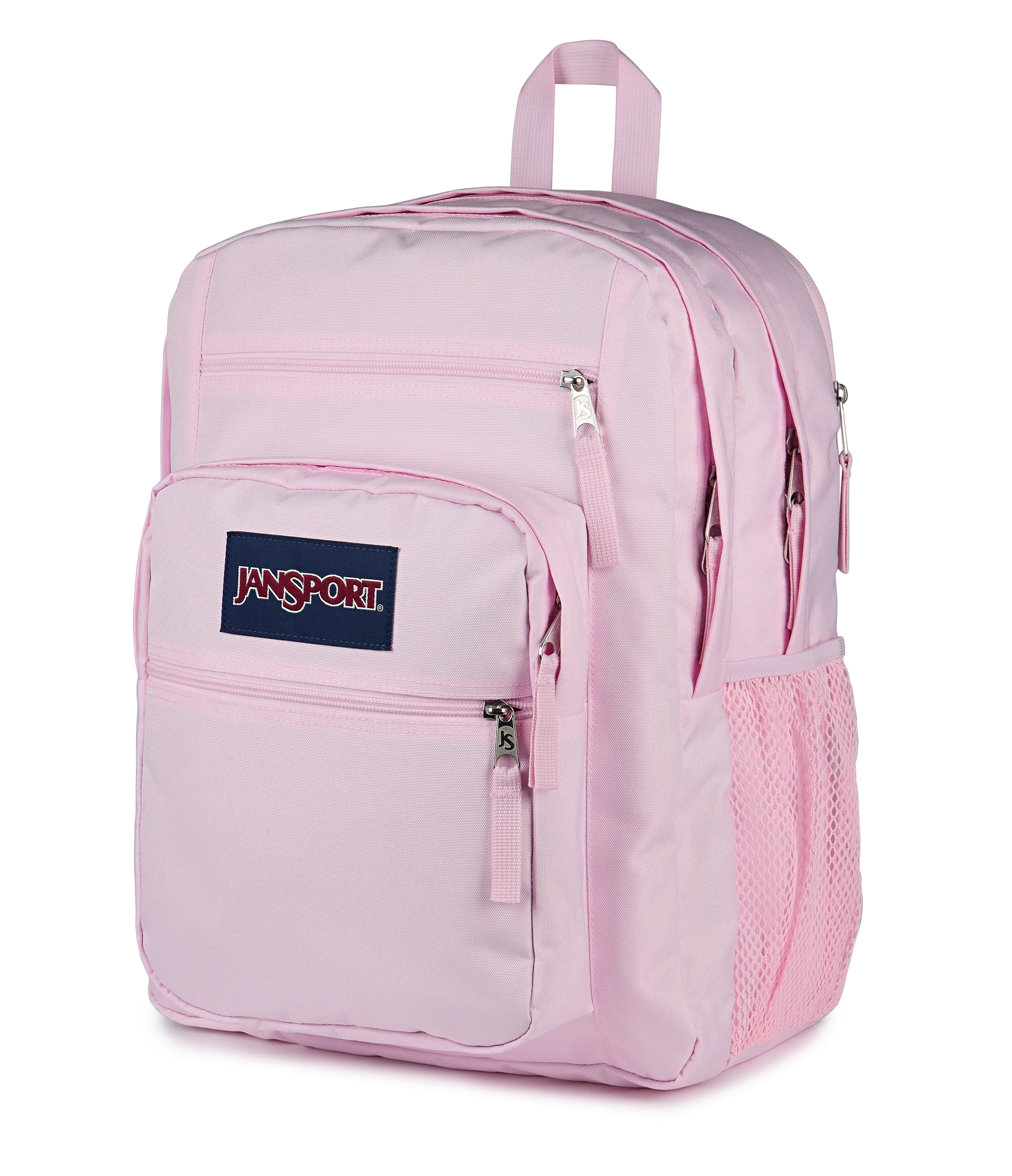 JanSport Big Student Backpack 34L in Pink Ice — angle view 2 # color_Pink Ice