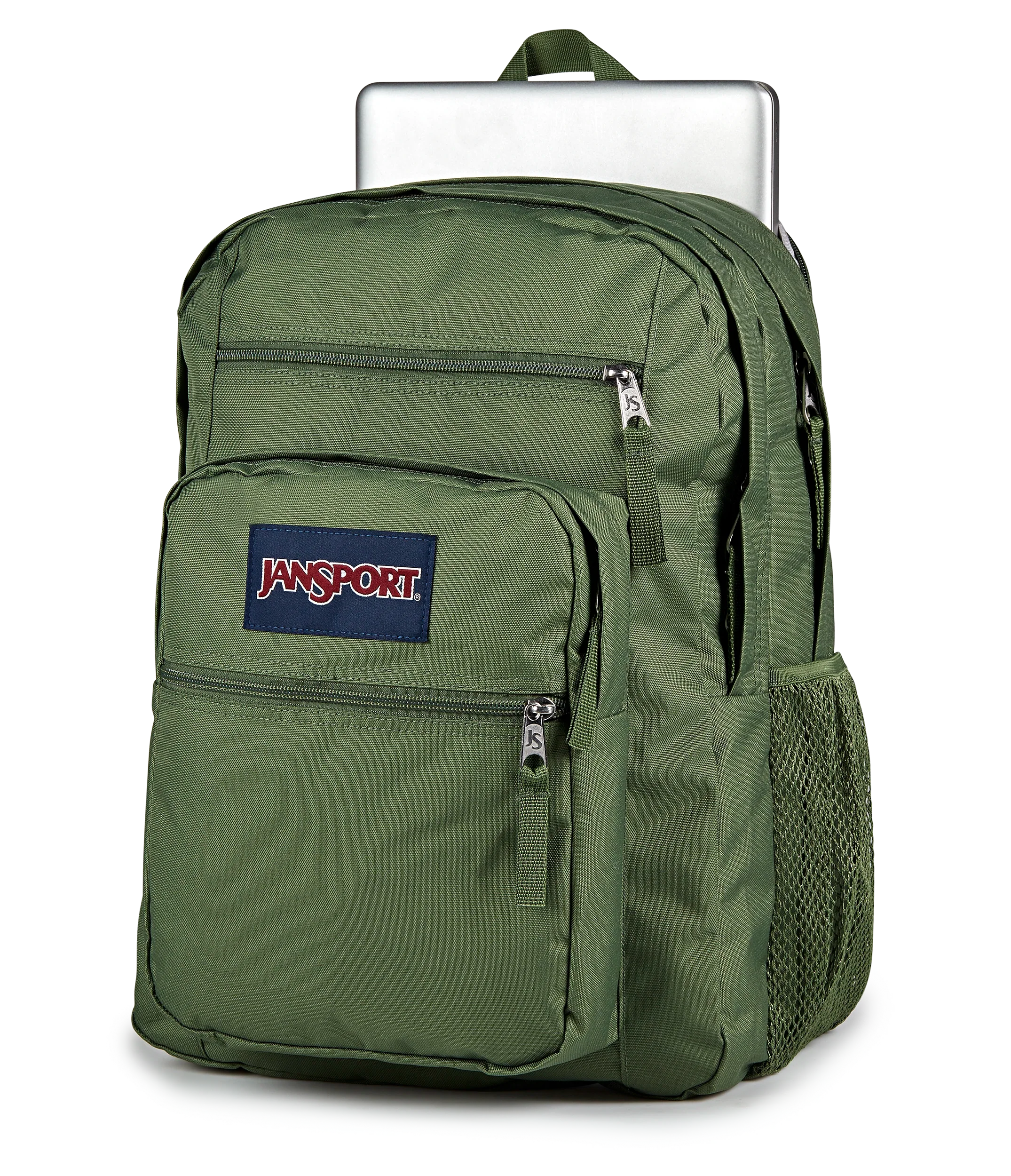 JanSport Big Student Backpack 34L in Cargo Green — detail view 2 # color_Cargo Green