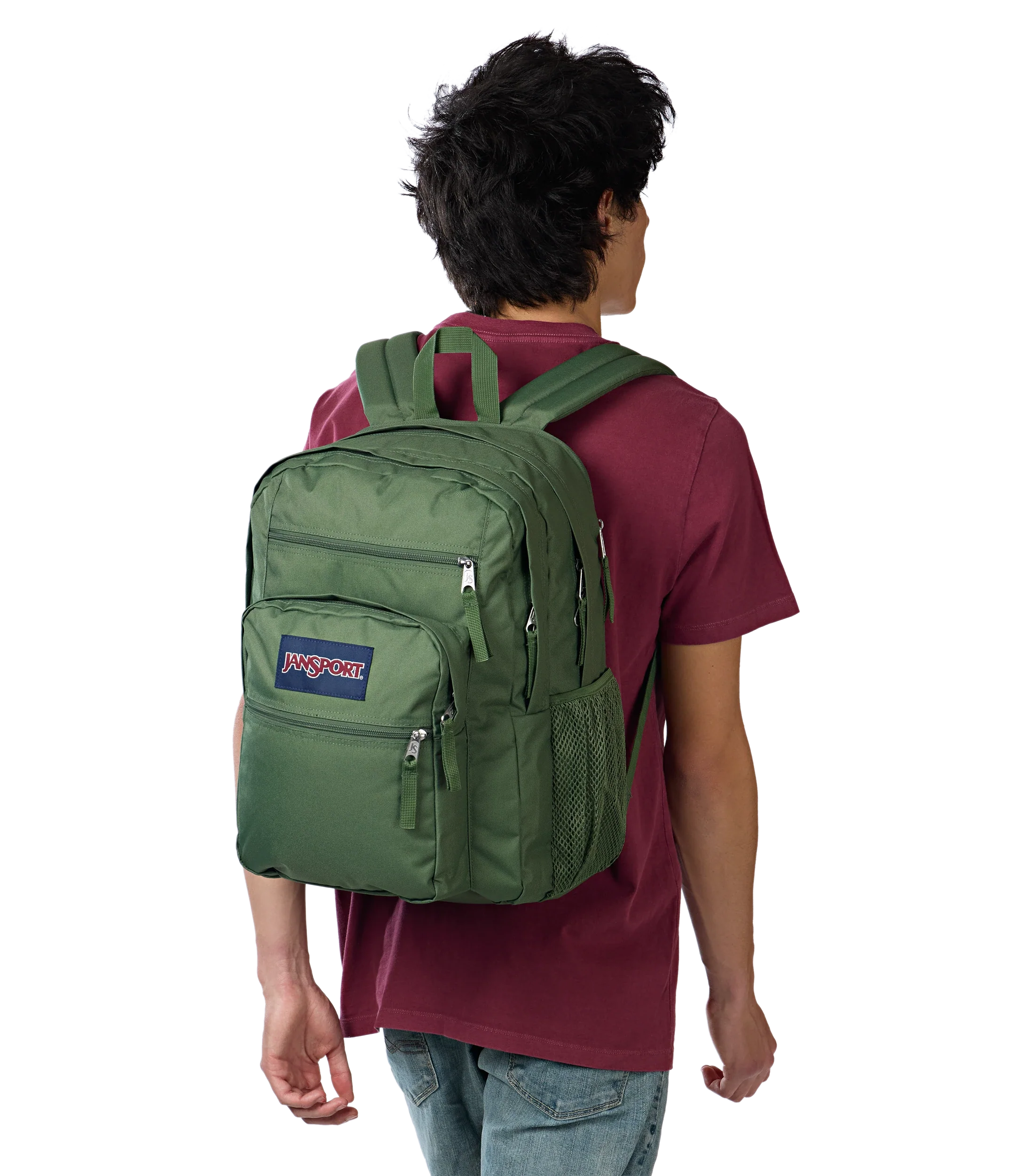 JanSport Big Student Backpack 34L in Cargo Green — lifestyle # color_Cargo Green