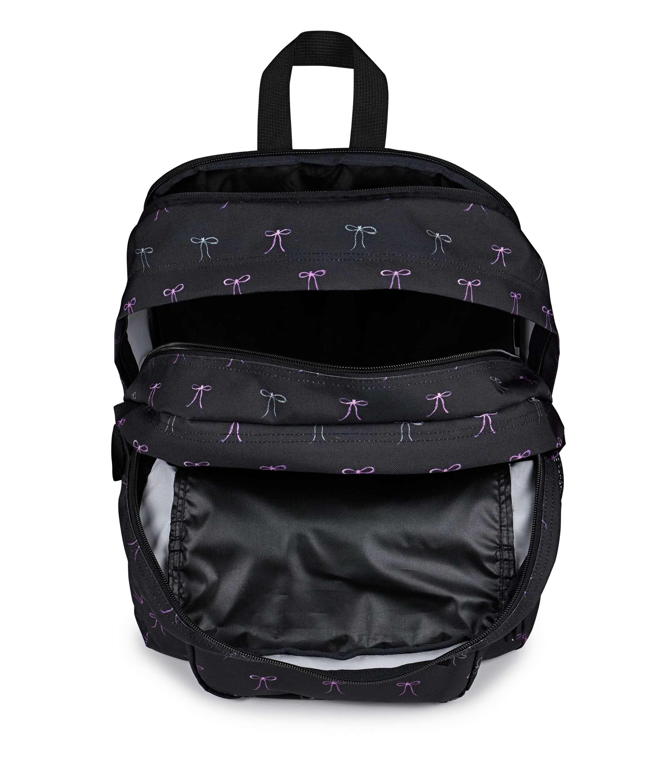 JanSport Big Student Backpack 34L in Bad Bows — interior view # color_Bad Bows