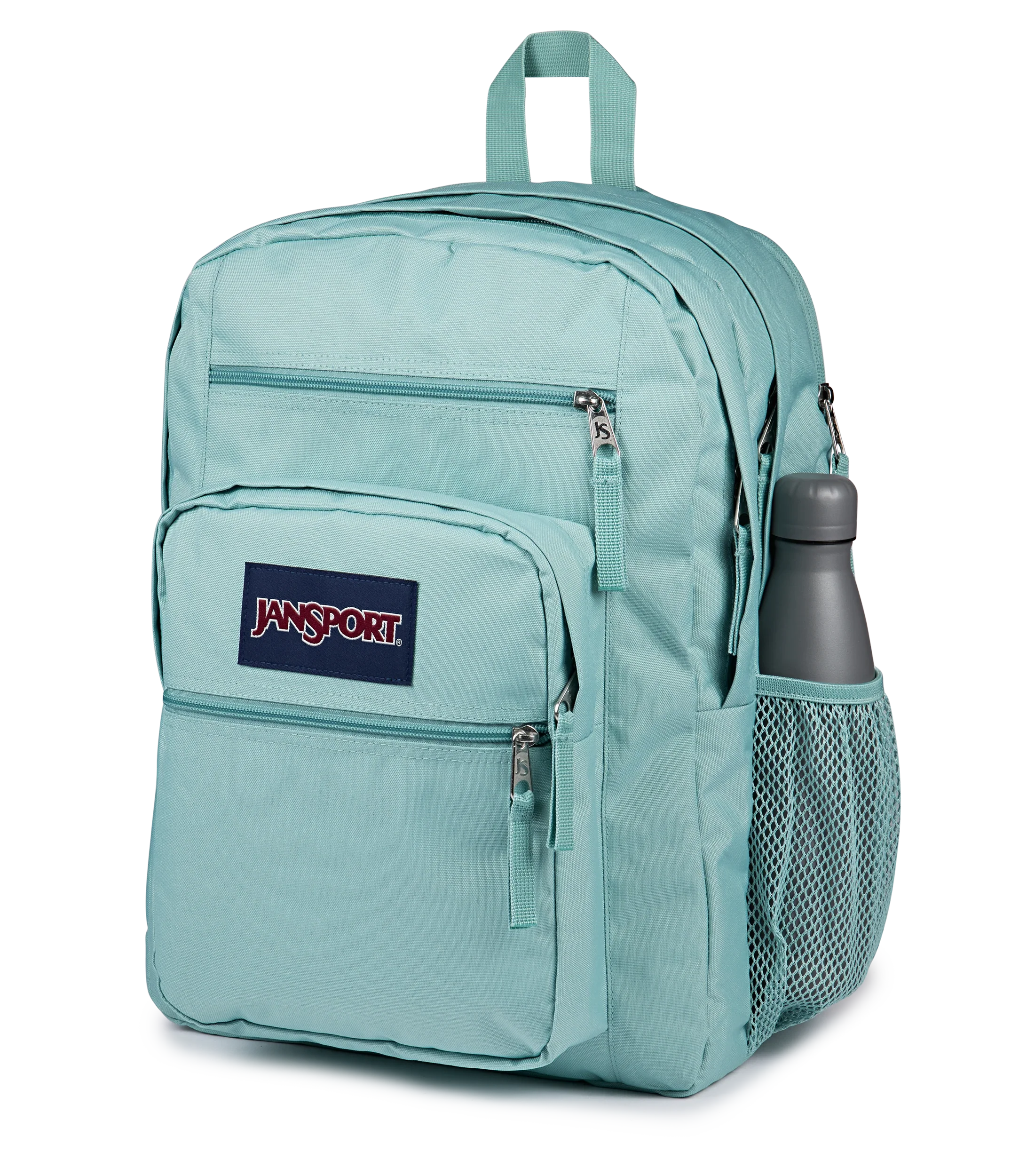 JanSport Big Student Backpack 34L in Faded Sage — detail view # color_Faded Sage