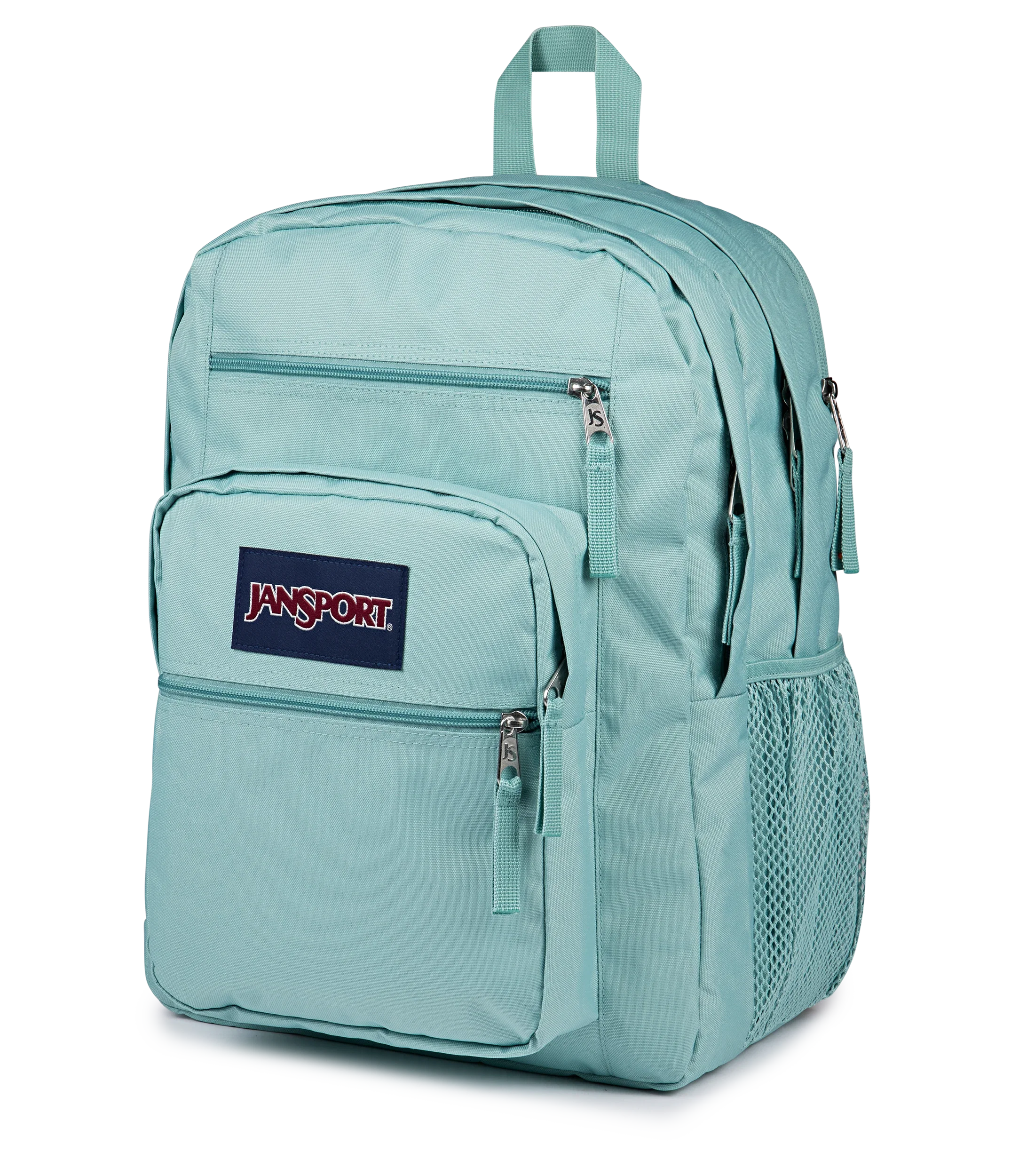 JanSport Big Student Backpack 34L in Faded Sage — angle view 2 # color_Faded Sage