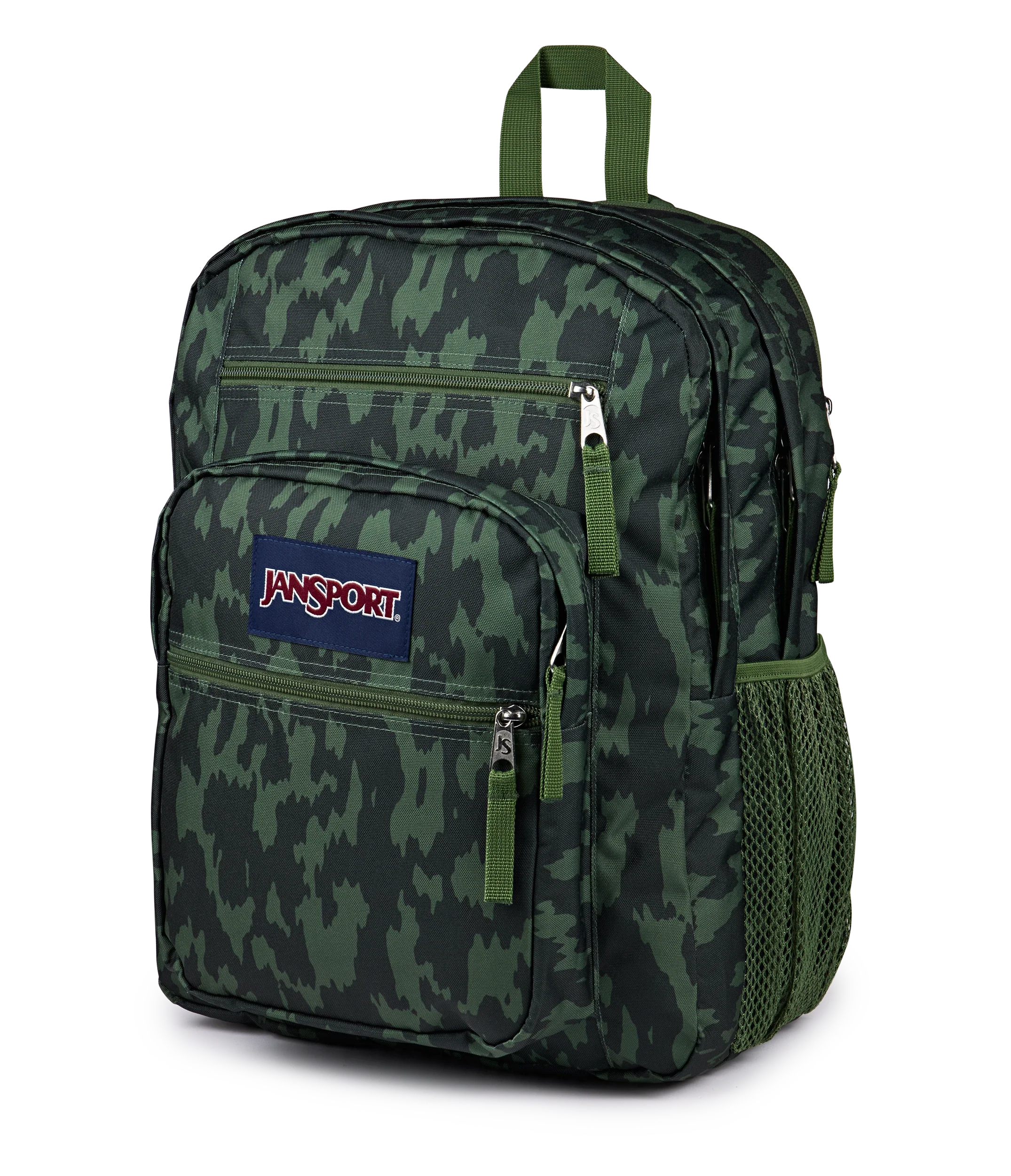 JanSport Big Student Backpack 34L in Camo Illusion — angle view 2 # color_Camo Illusion