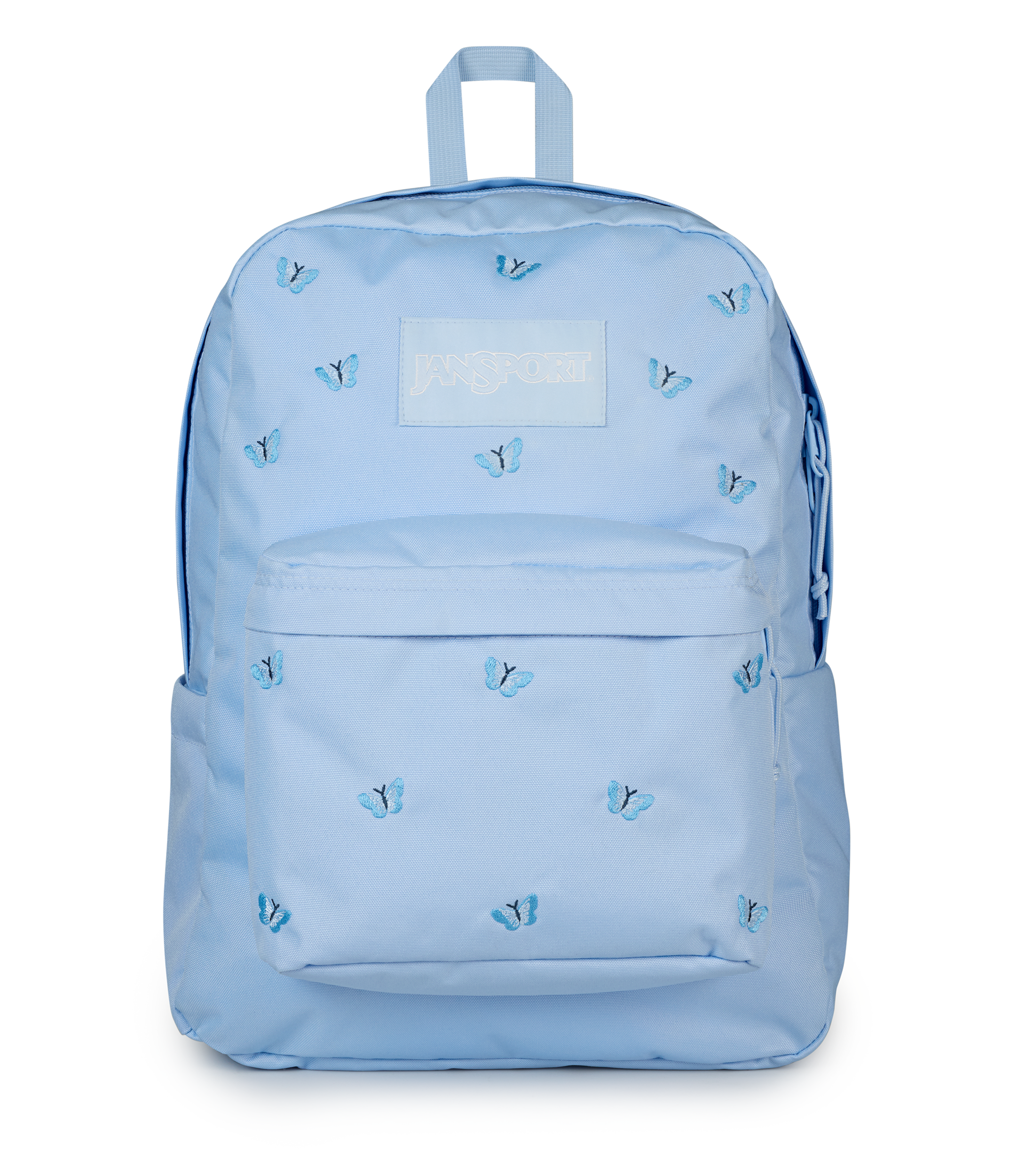 JanSport Superbreak Plus FX in Tiny Butterflies Blue — front view