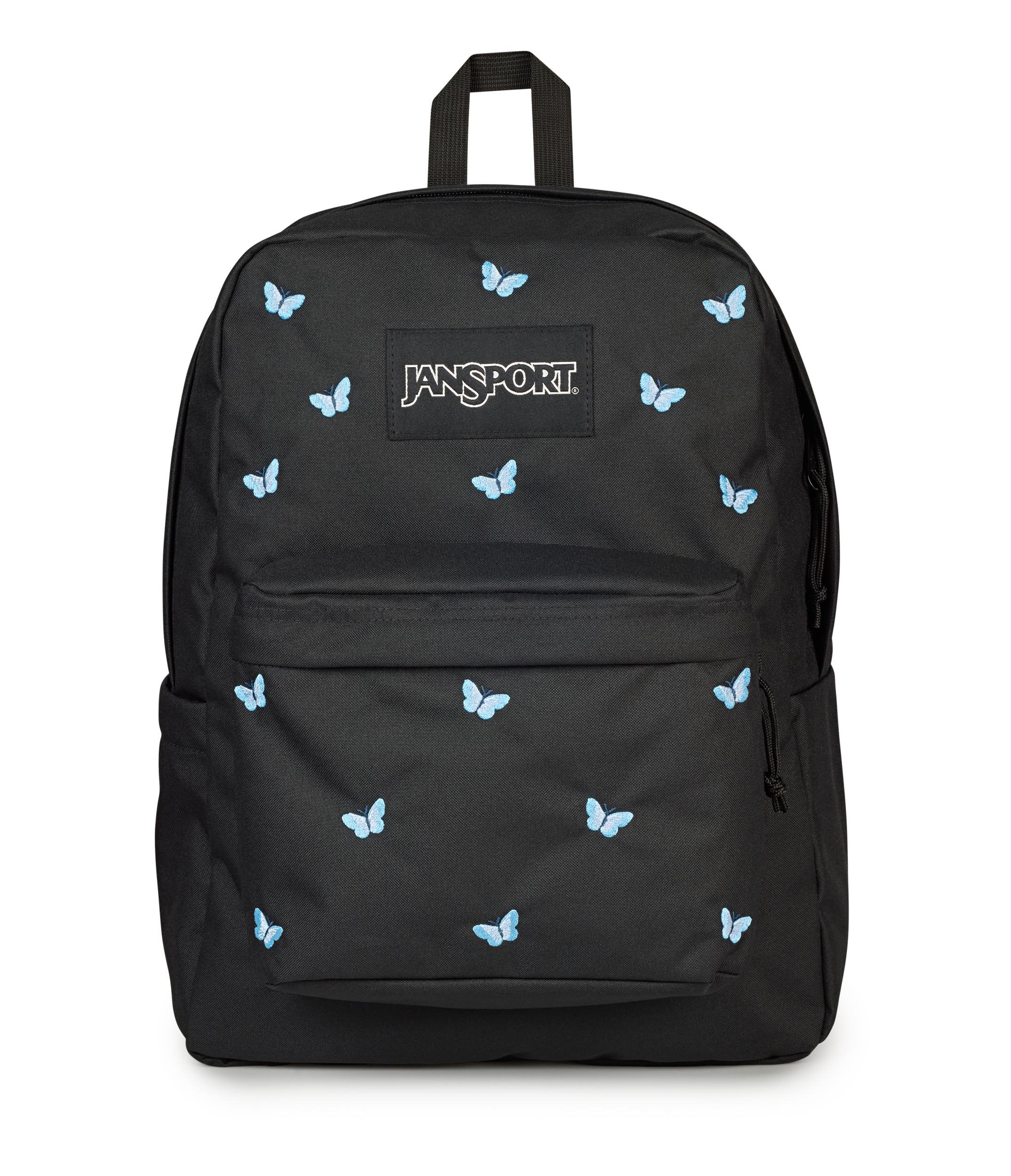 JanSport Superbreak Plus FX in Tiny Butterflies Black — front view
