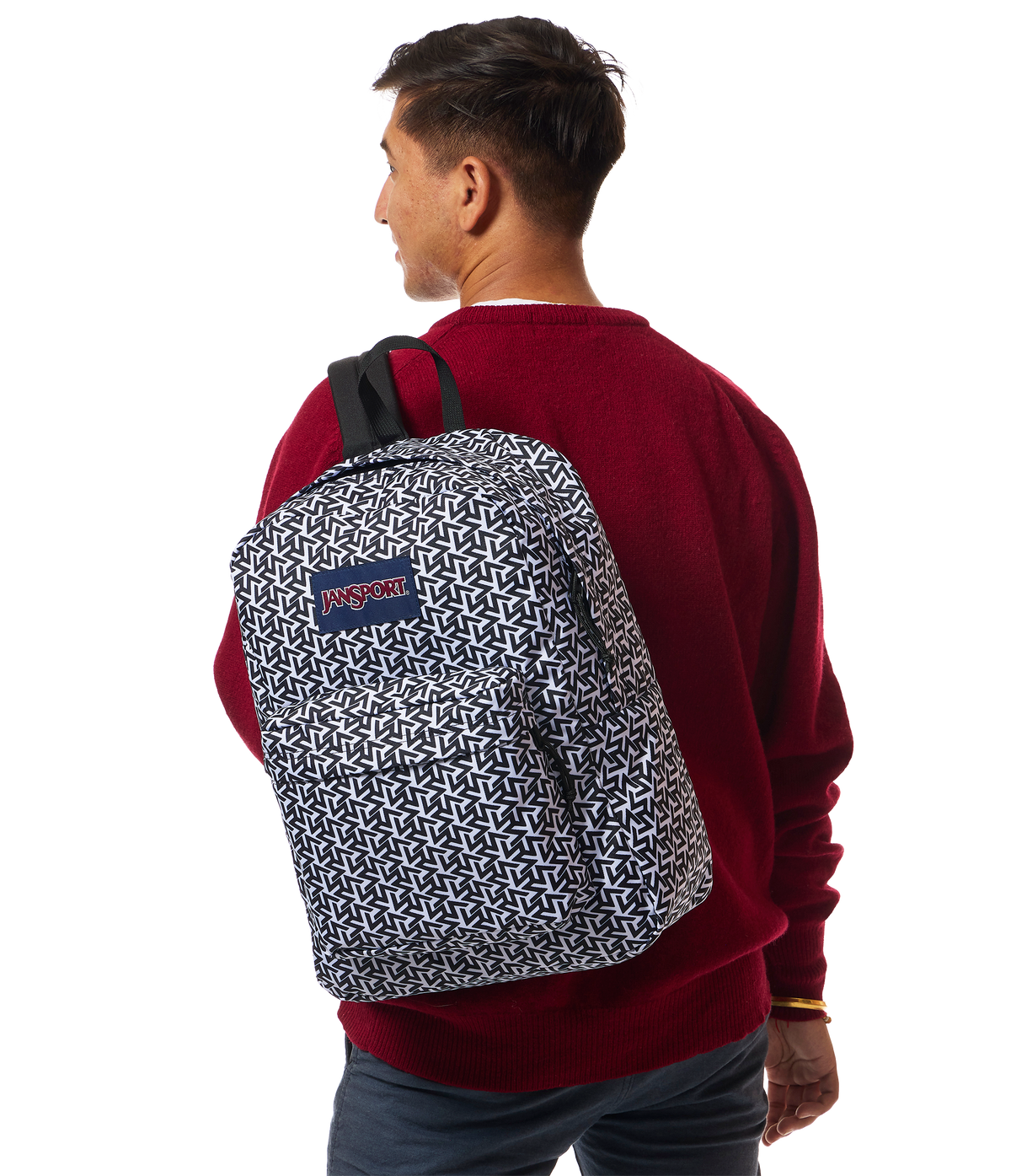 JanSport SuperBreak Plus Iconic Style in Team Colors White — lifestyle