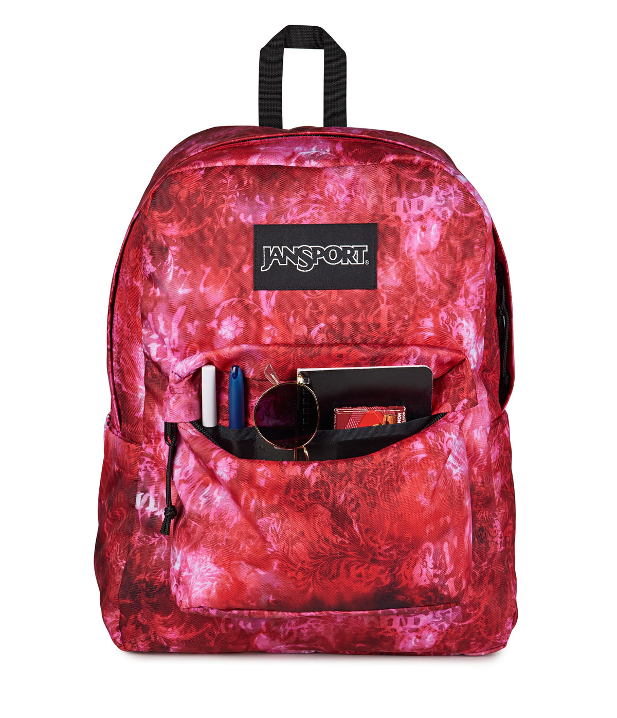 JanSport SuperBreak Plus Iconic Style in Afflicted Dyed Red — detail view 3