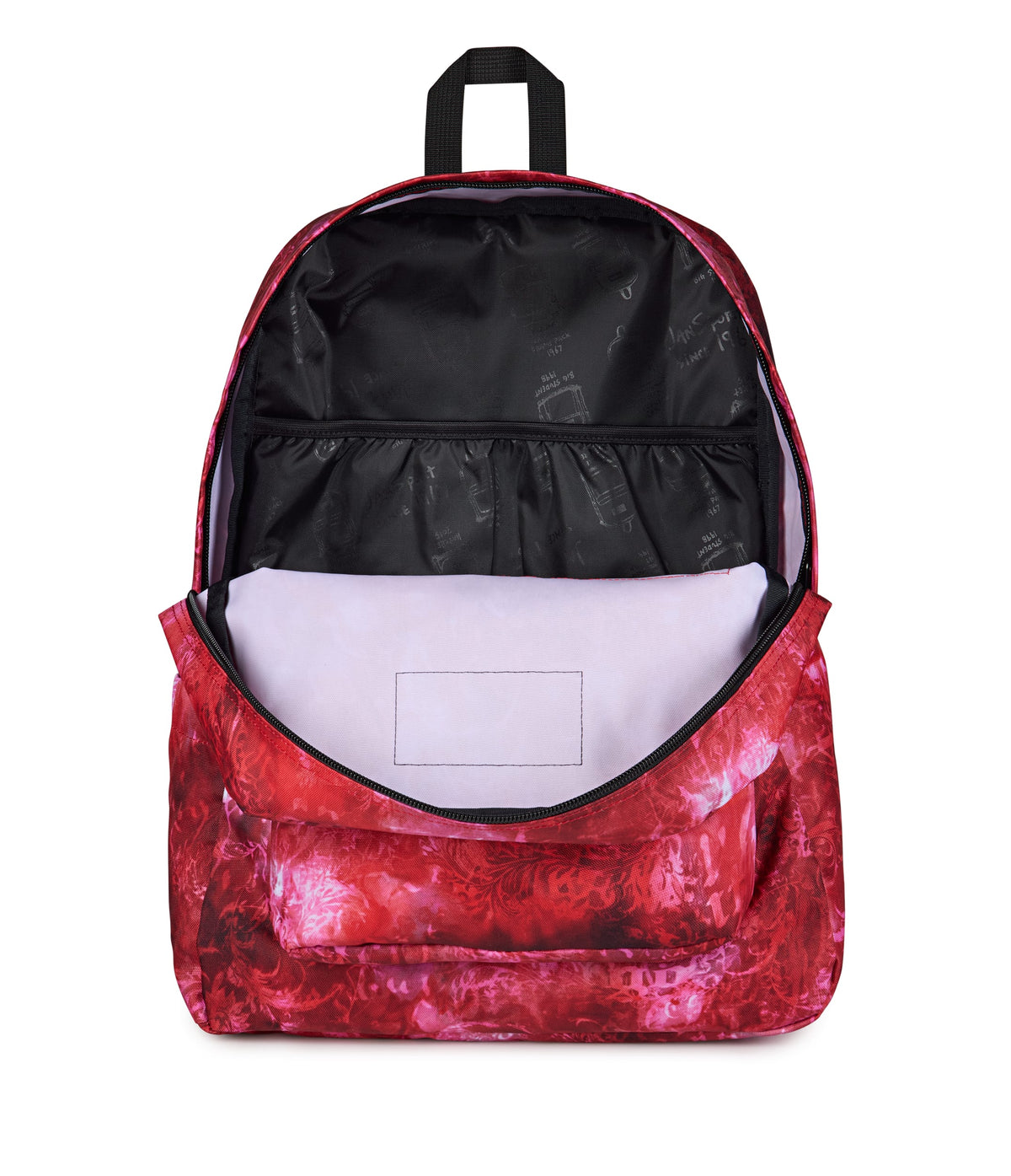 JanSport SuperBreak Plus Iconic Style in Afflicted Dyed Red — interior view