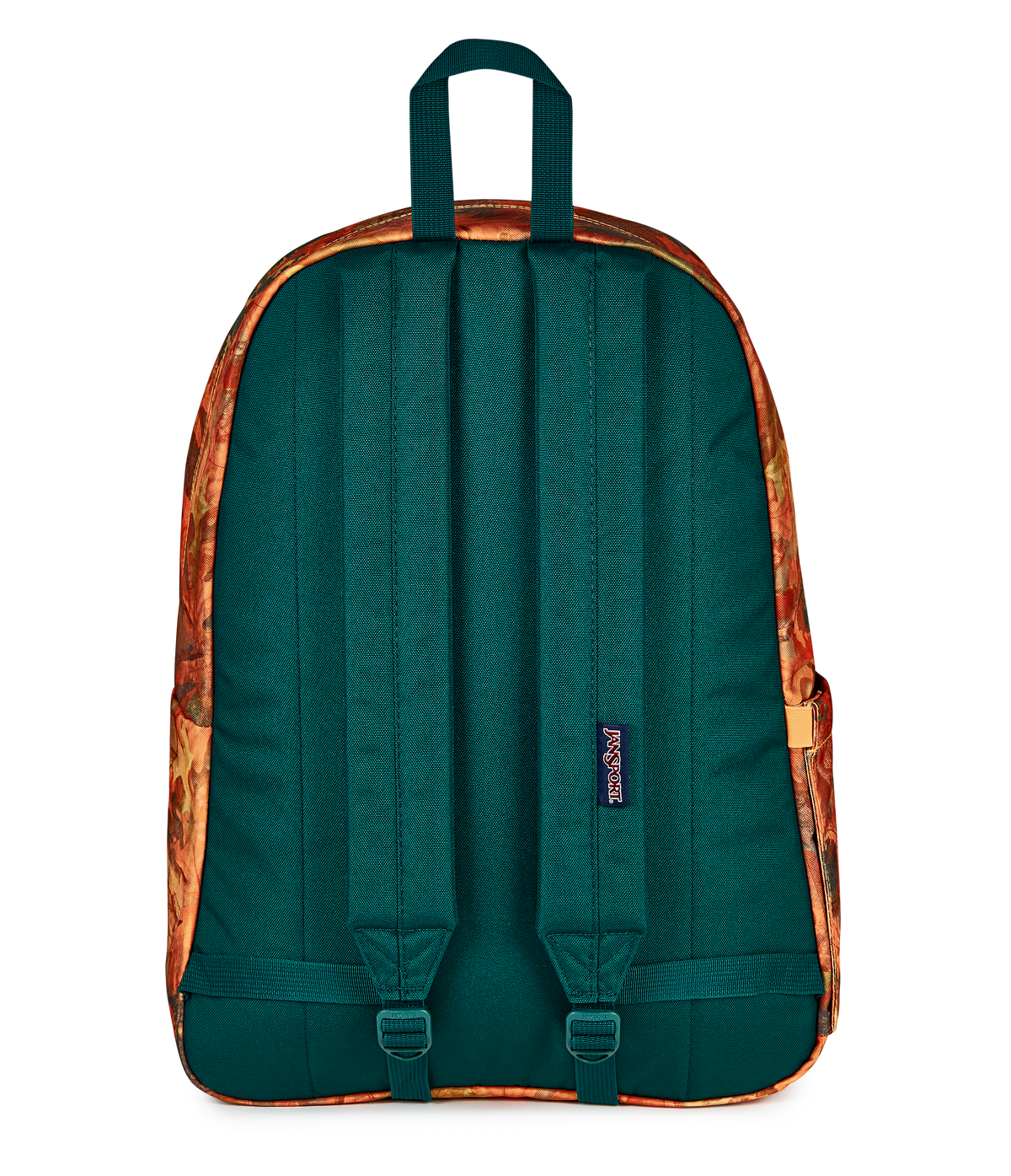 JanSport SuperBreak Plus Iconic Style in Bogcore Camo Orange — back view