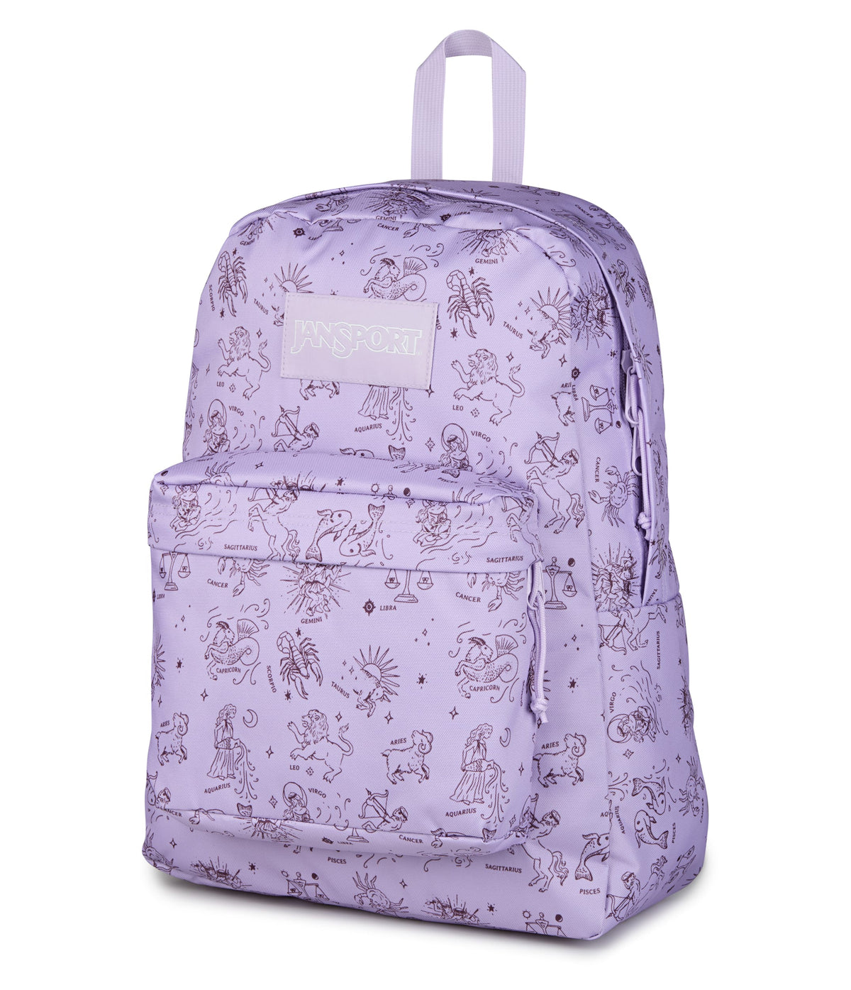 JanSport SuperBreak Plus Iconic Style in Horoscope Horizons Pastellilac — angle view