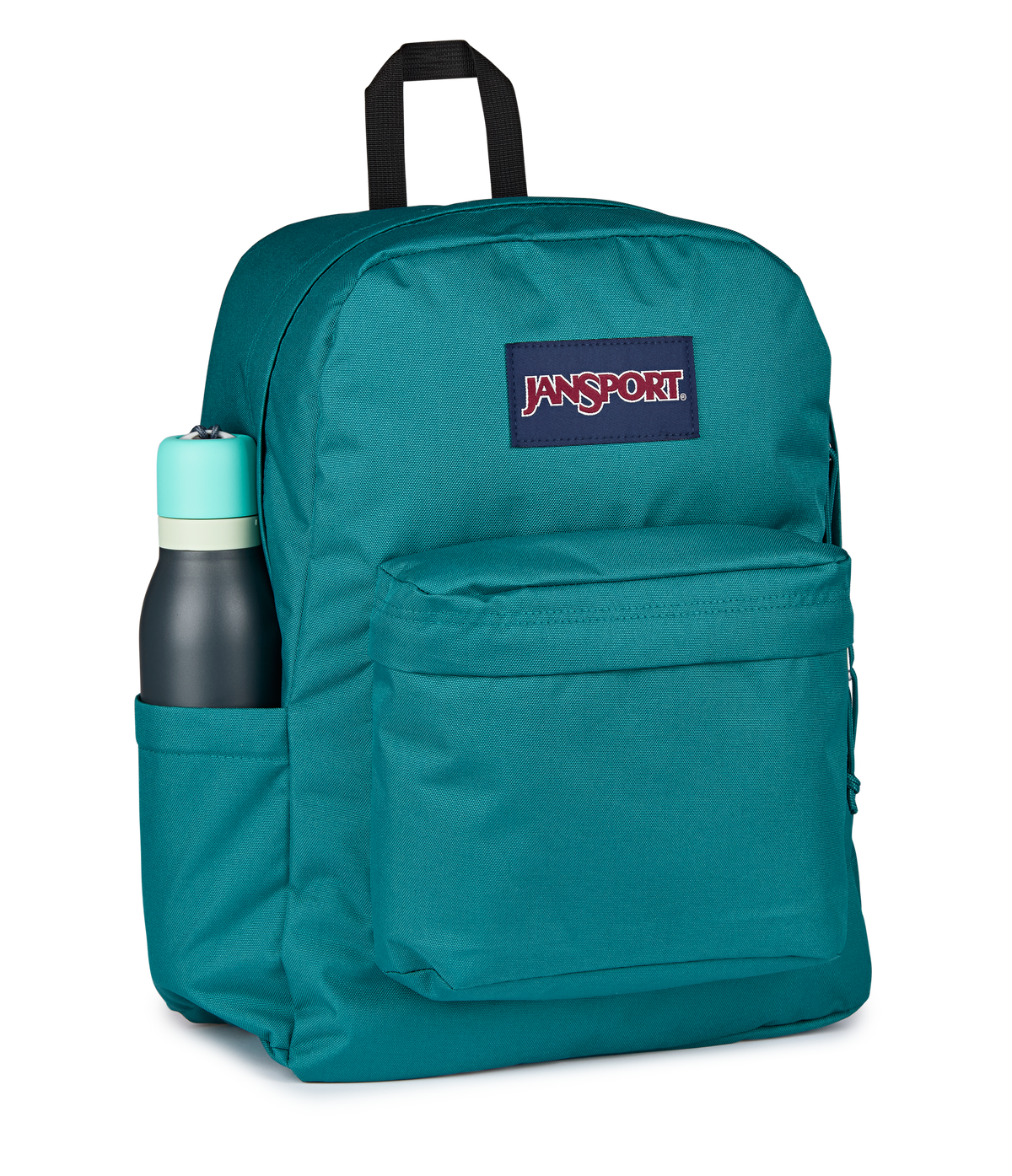 JanSport SuperBreak Plus Iconic Style in Emerald Pool — detail view