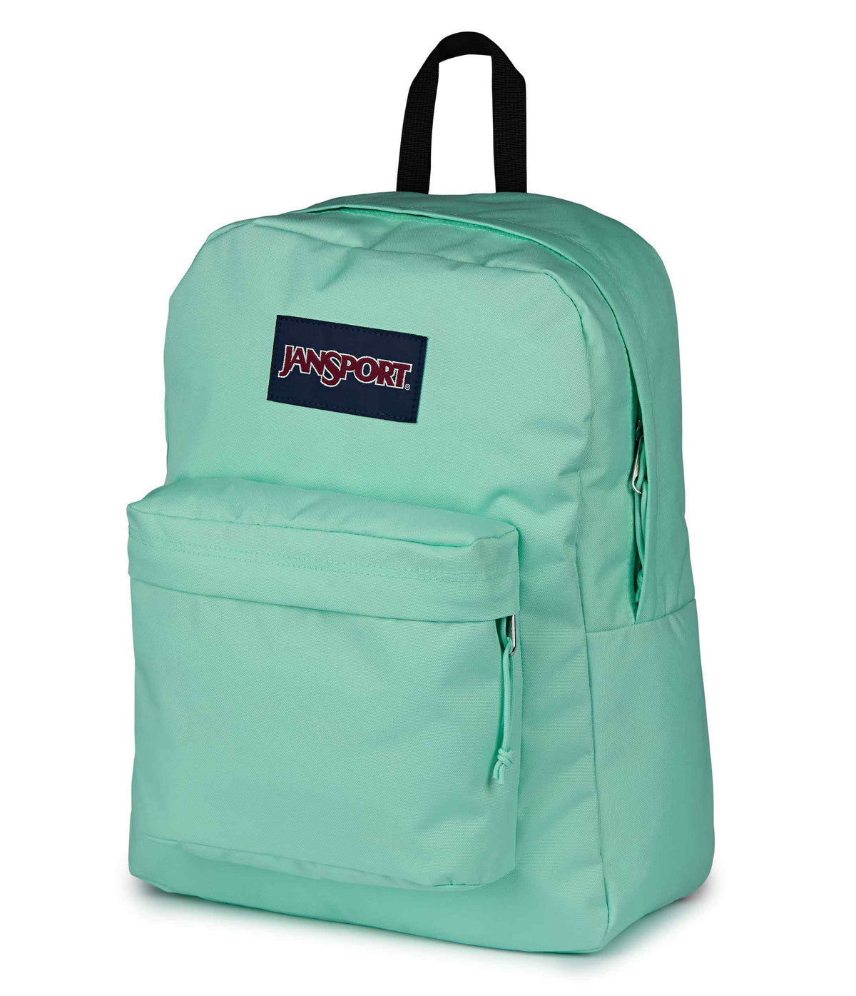 JanSport SuperBreak Plus Iconic Style in Magic Mint — angle view