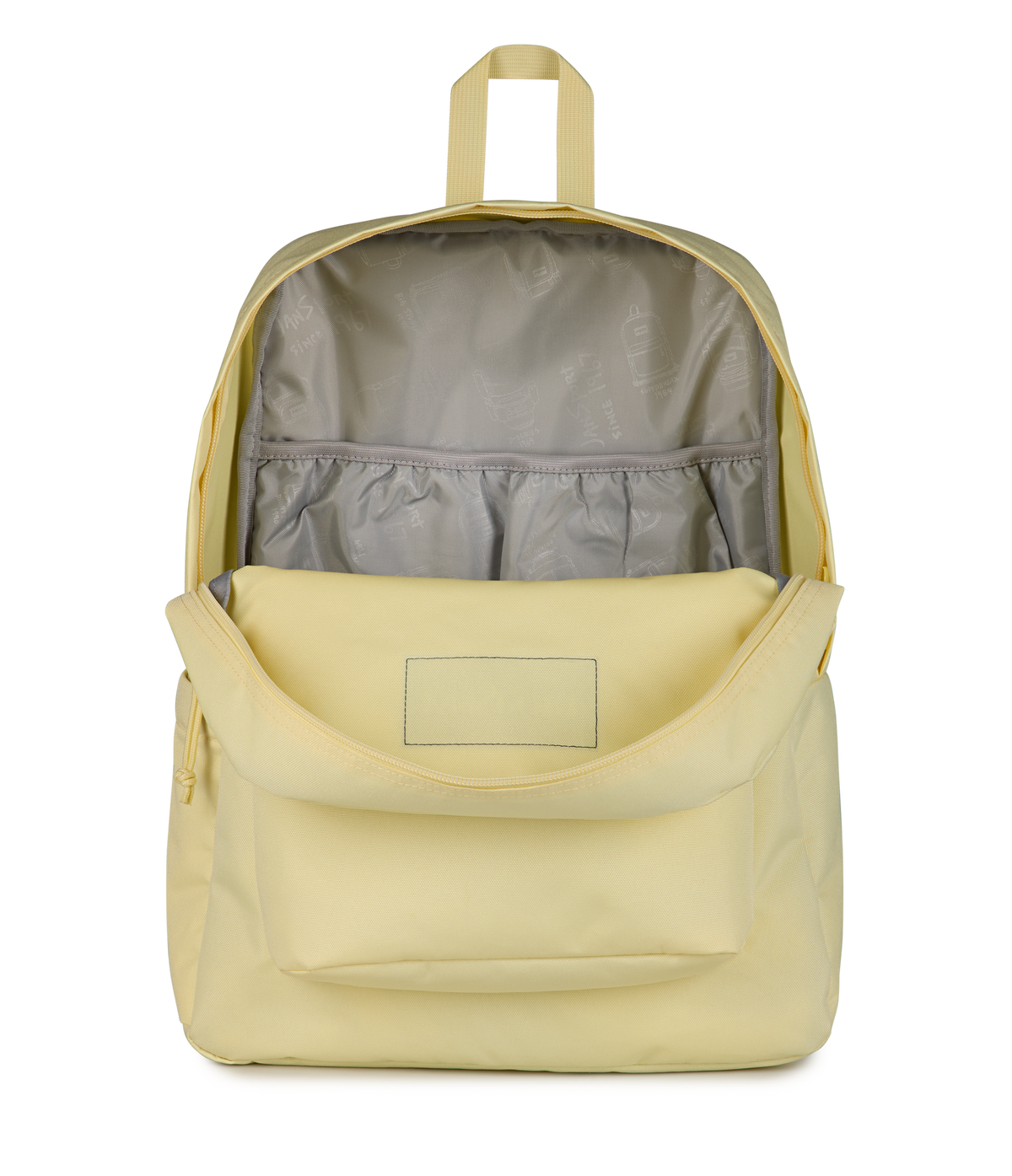 JanSport SuperBreak Plus Iconic Style in Lemon Ice — interior view