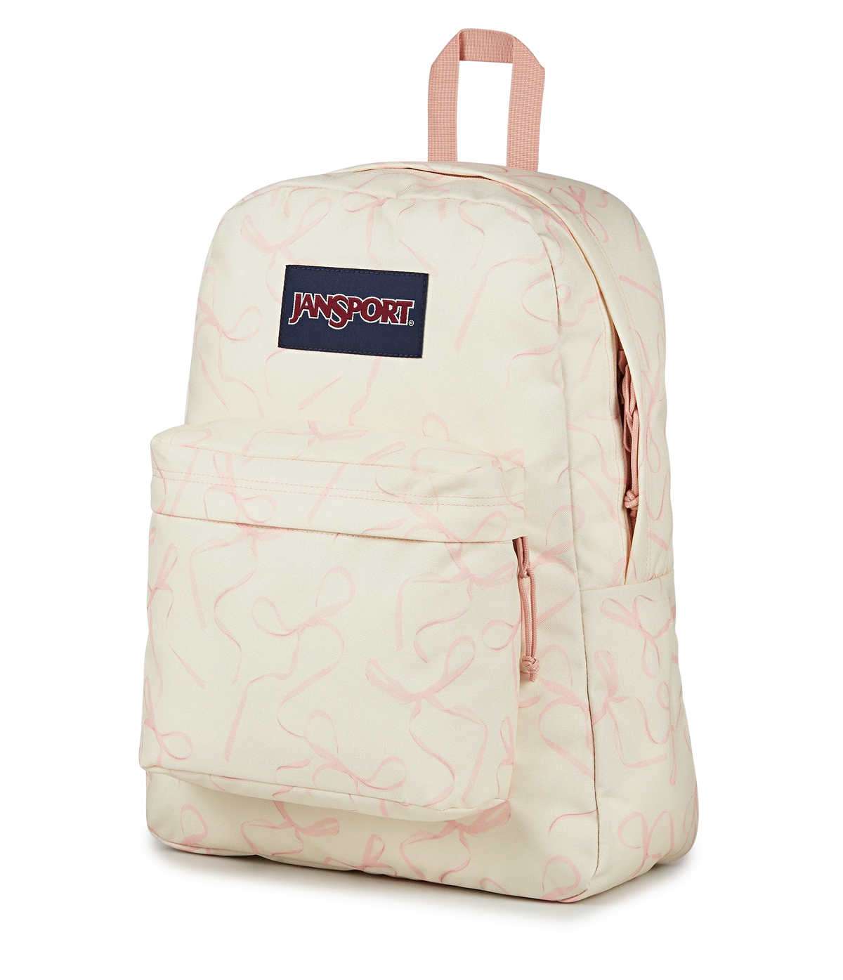 JanSport SuperBreak Plus Iconic Style in Rows of Bows — angle view