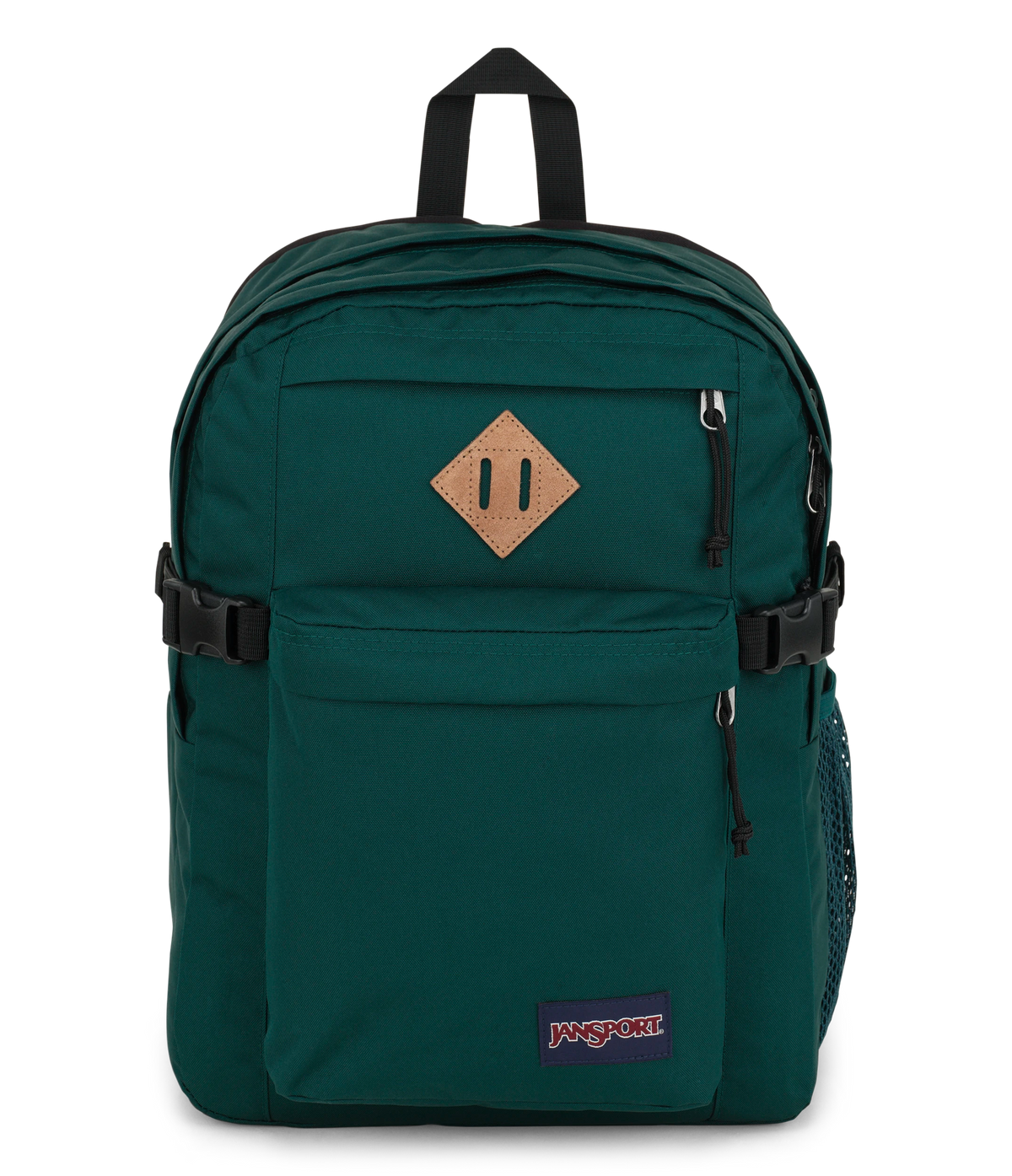 JanSport Main Campus Iconic Style in Deep Juniper — front view # color_Deep Juniper