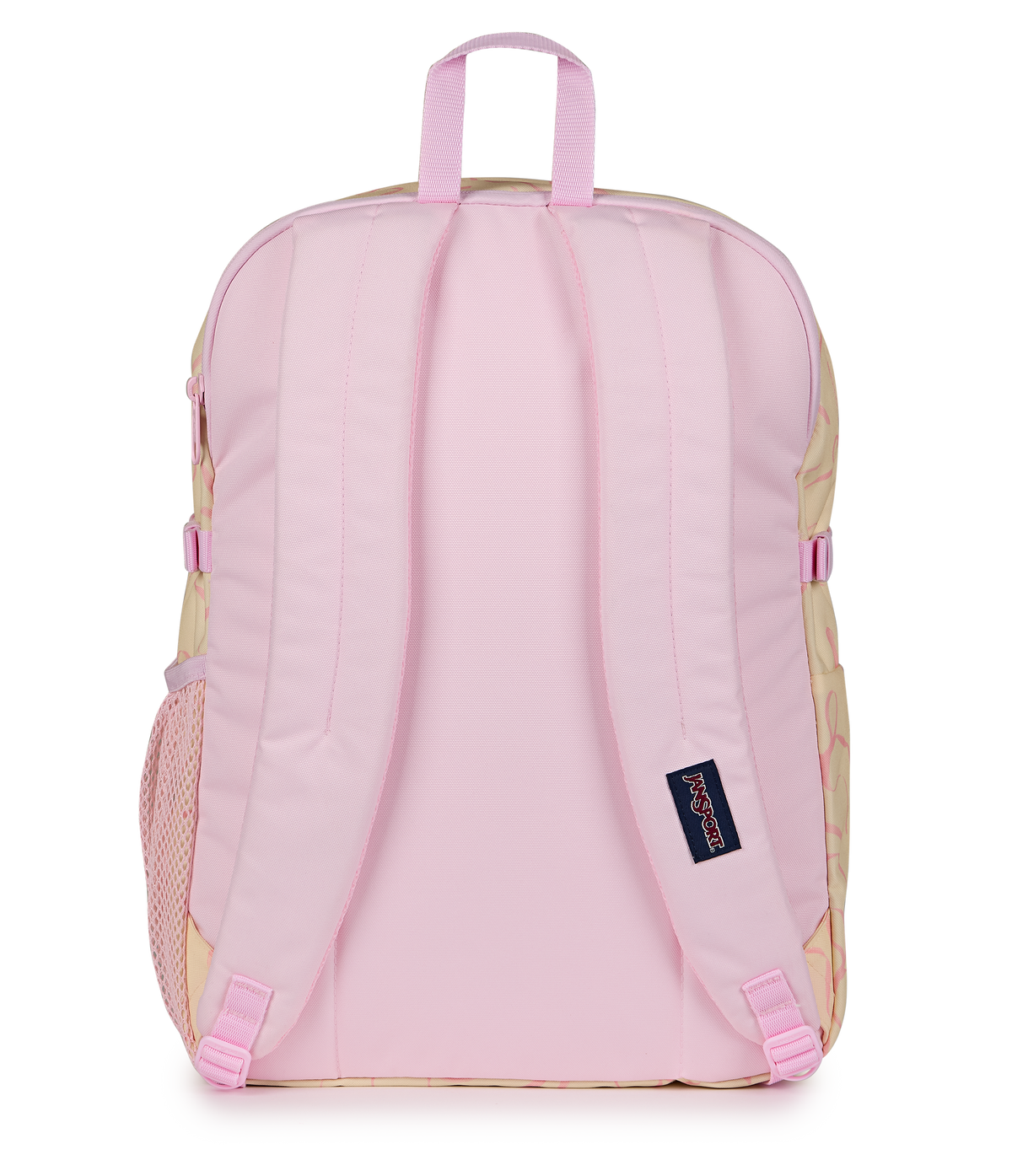 JanSport Main Campus Iconic Style in Rows of Bows Pink Ice — back view