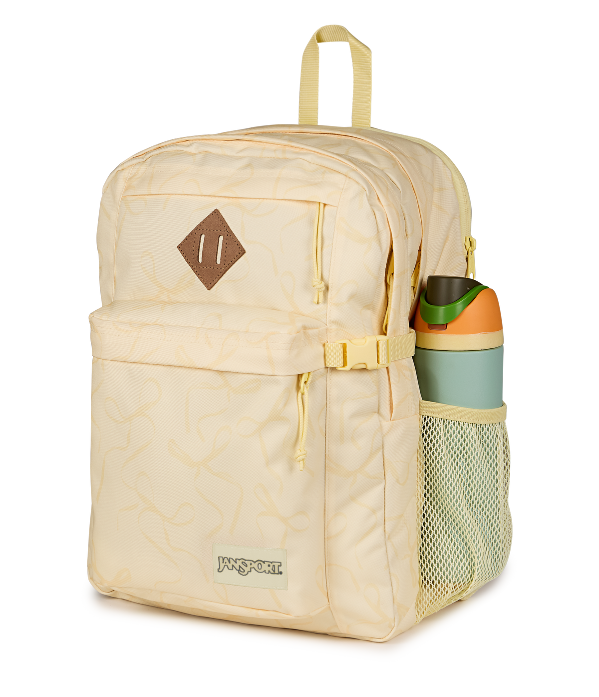 JanSport Main Campus Iconic Style in Rows of Bows Lemon Ice — detail view