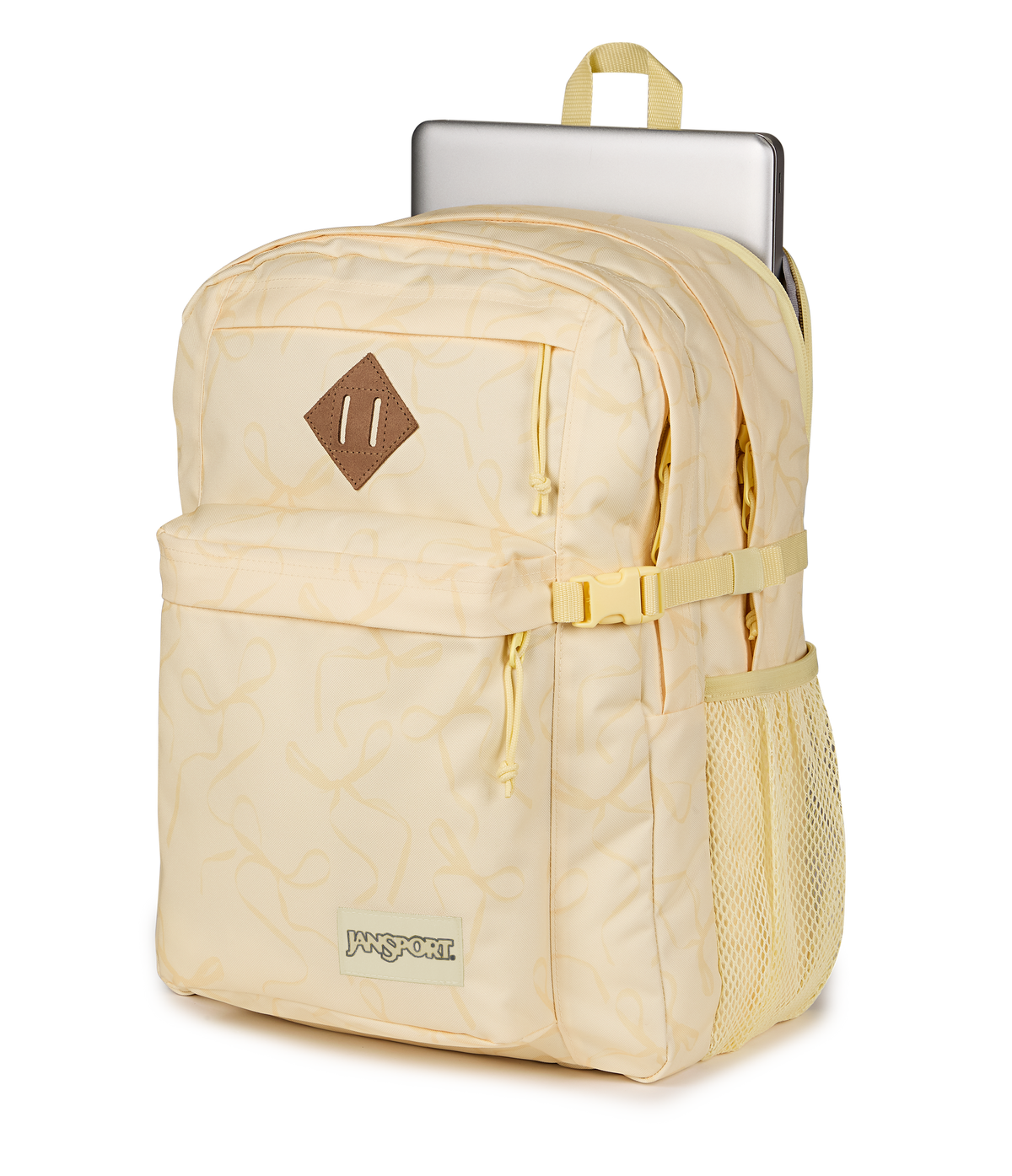 JanSport Main Campus Iconic Style in Rows of Bows Lemon Ice — detail view 2