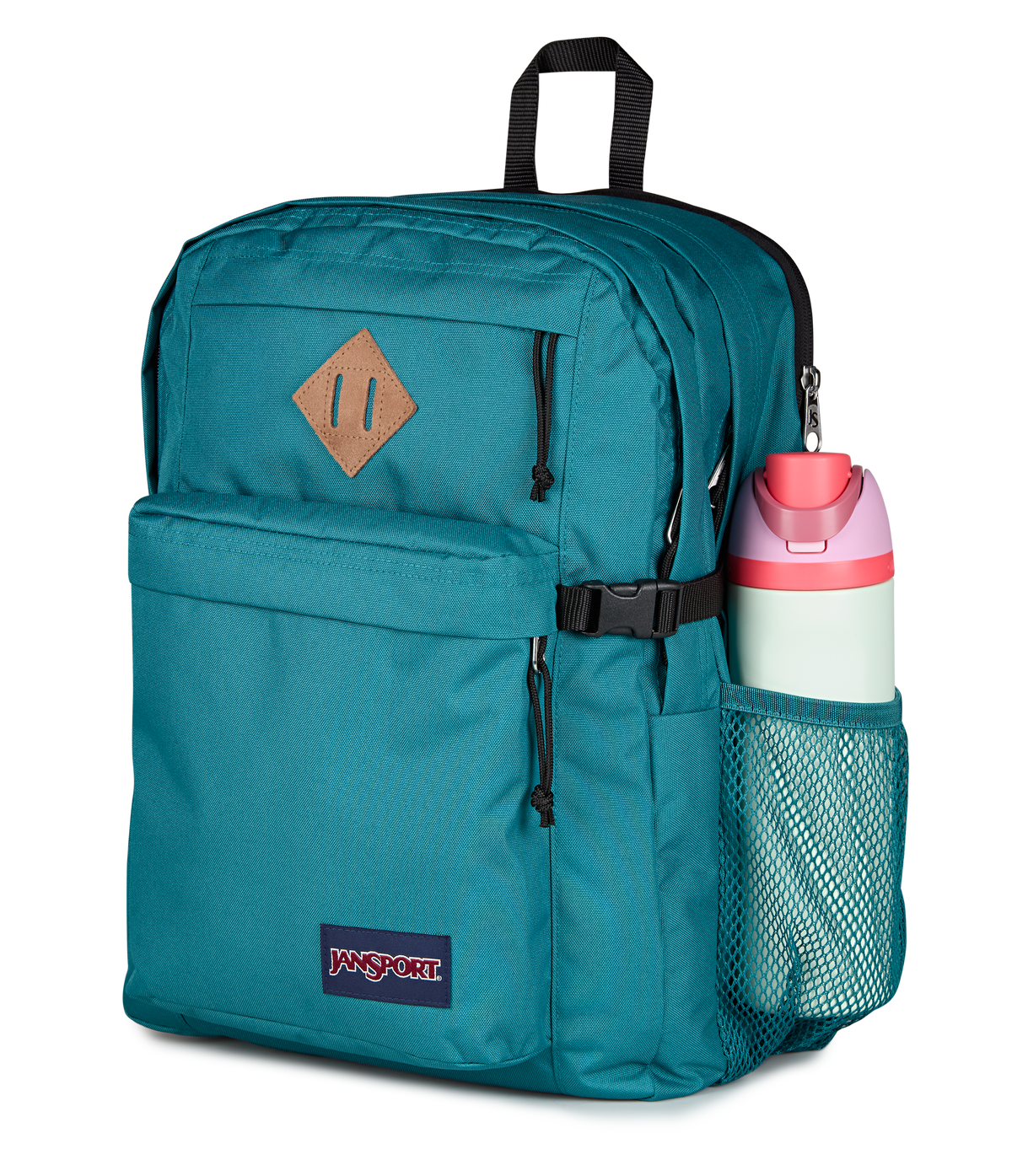 JanSport Main Campus Iconic Style in Emerald Pool — detail view