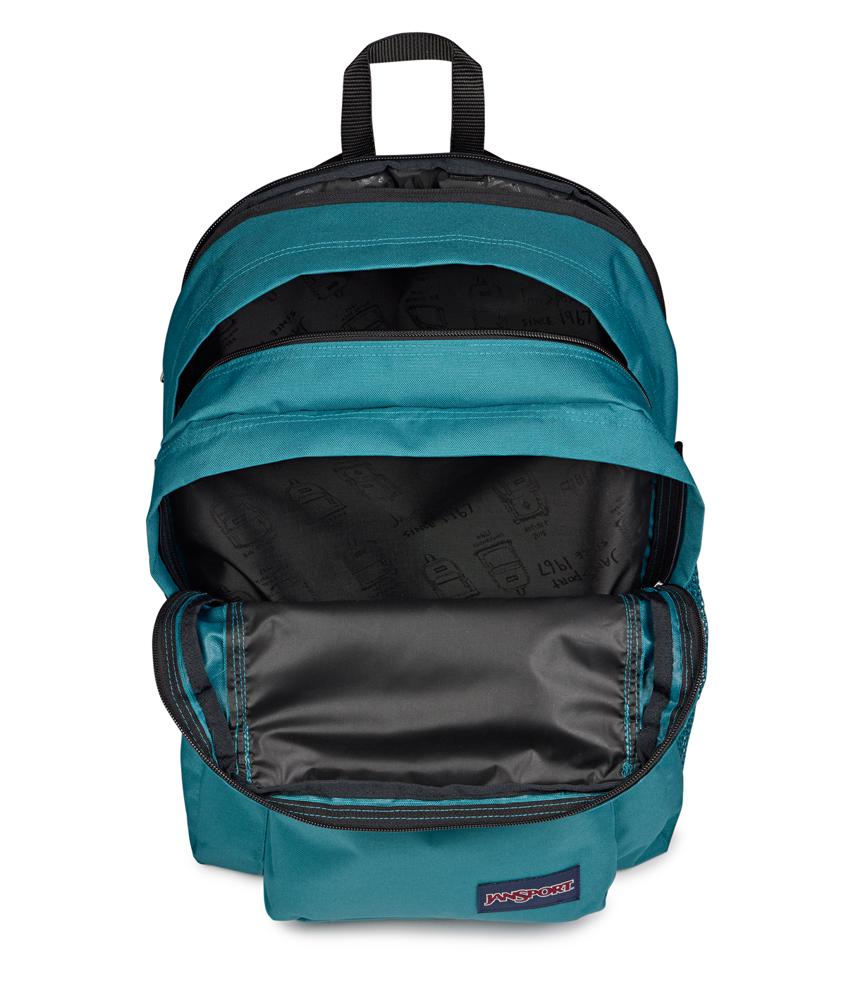 JanSport Main Campus Iconic Style in Emerald Pool — interior view
