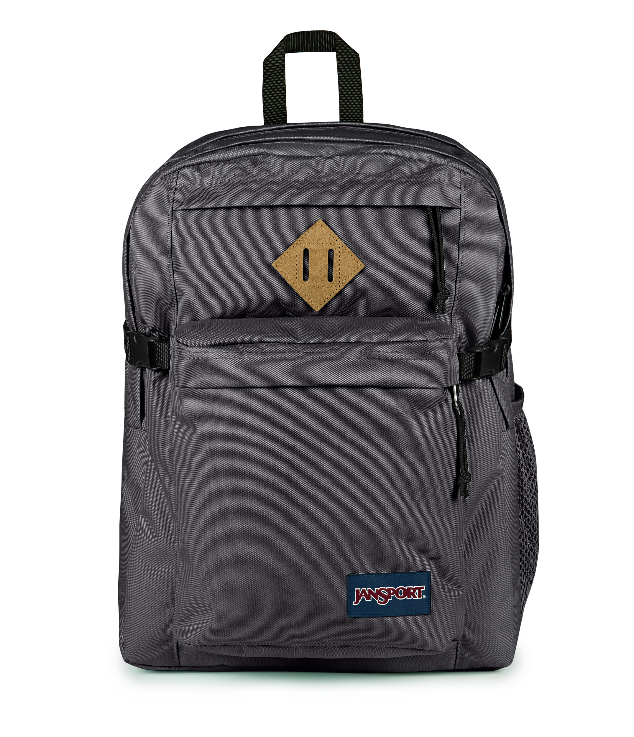 JanSport Main Campus Iconic Style in Smokey Grit — front view # color_Smokey Grit