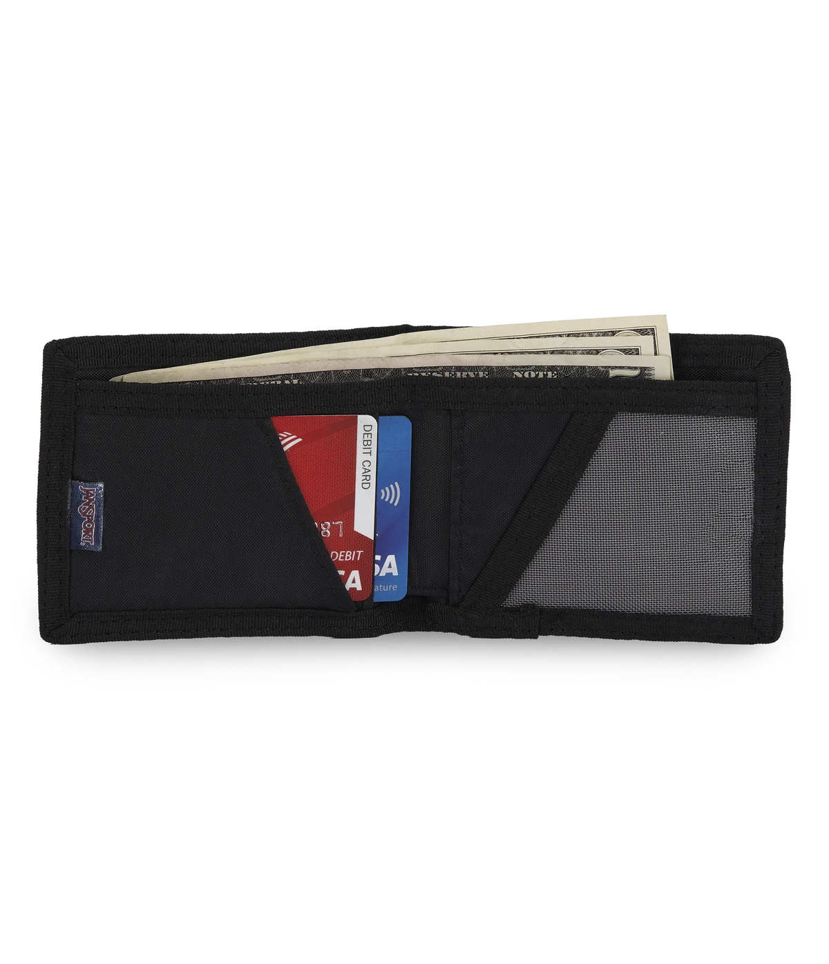 JanSport Core Bifold Wallet in Black — interior view