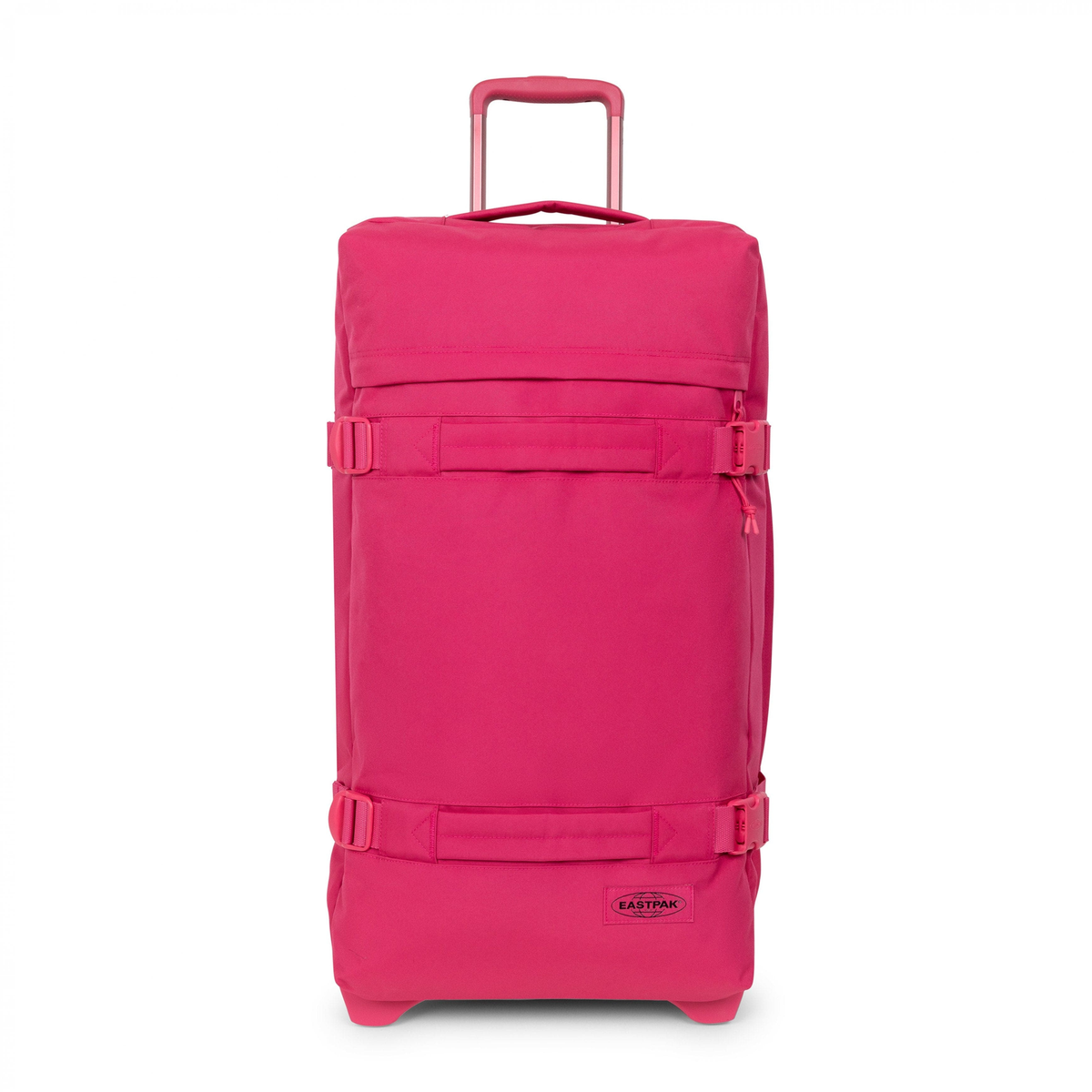 Eastpak Transit'R Medium 2-Wheel Duffel | 78L in Monotone Pink — front view # color_Monotone Pink