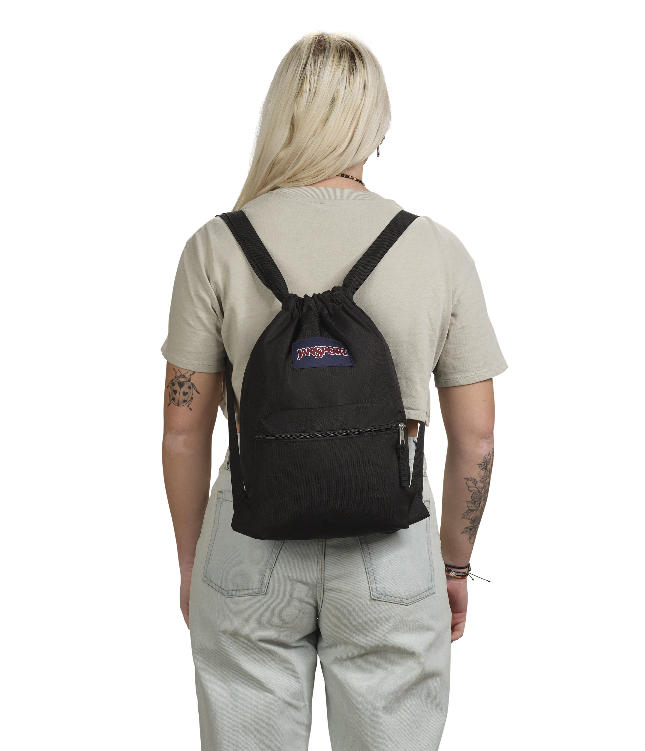 JanSport Draw Sack in Black — angle view 2