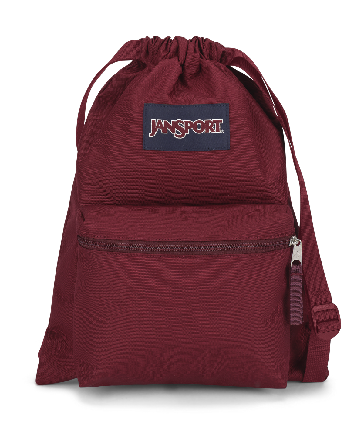 JanSport Draw Sack in Russet Red — front view # color_Russet Red