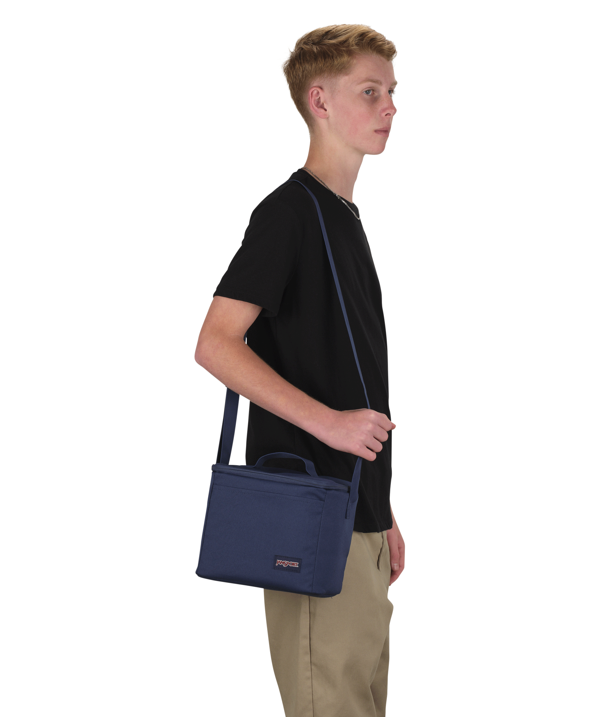 JanSport Super Snack in Navy — angle view 2