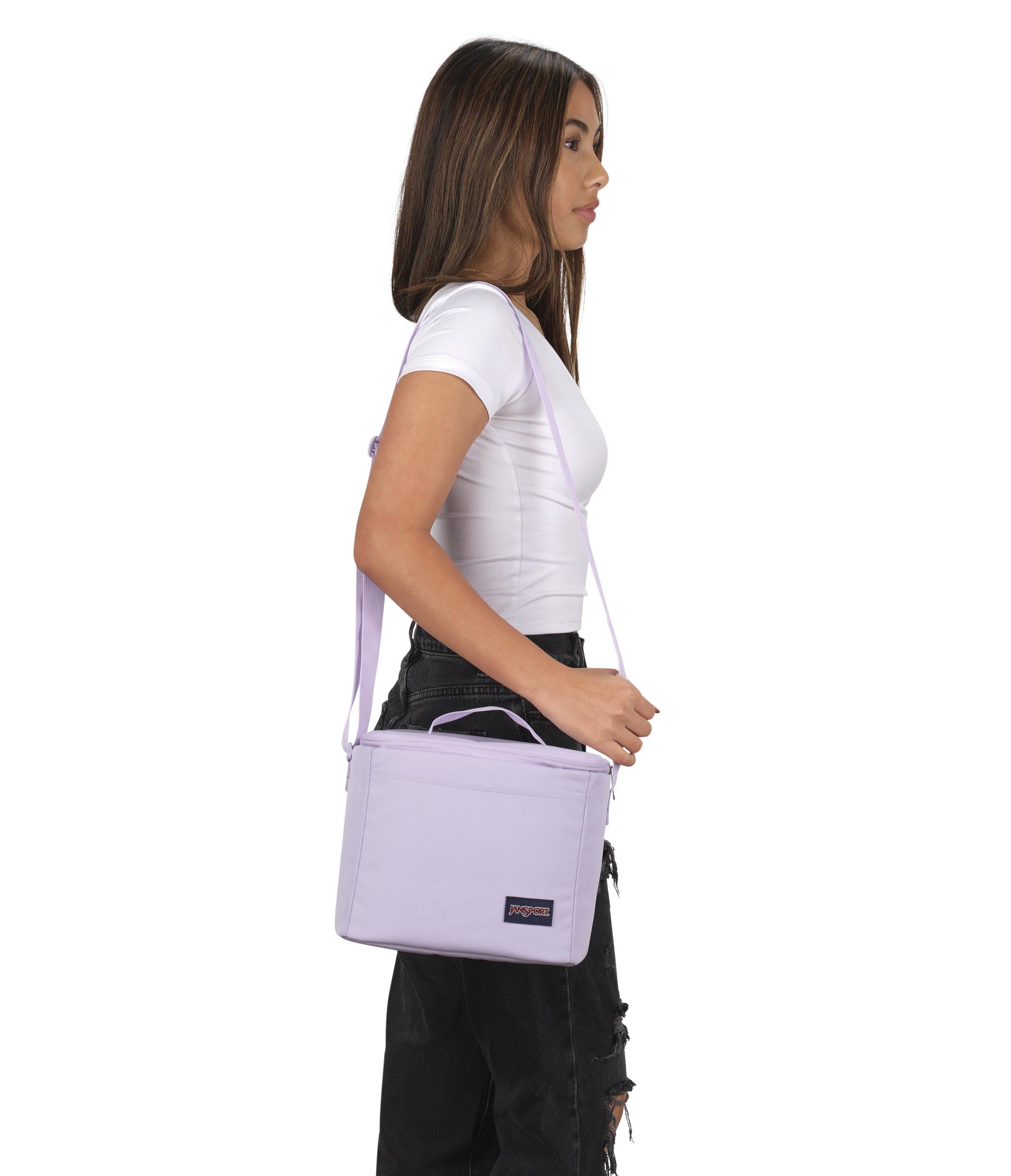 JanSport Super Snack in Pastel Lilac — angle view 2
