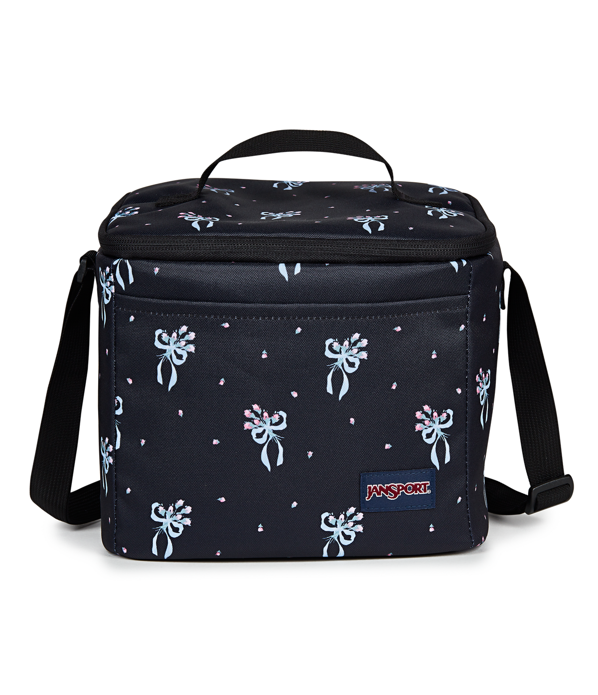 JanSport Super Snack in Pastel Petals Black — front view # color_Pastel Petals Black