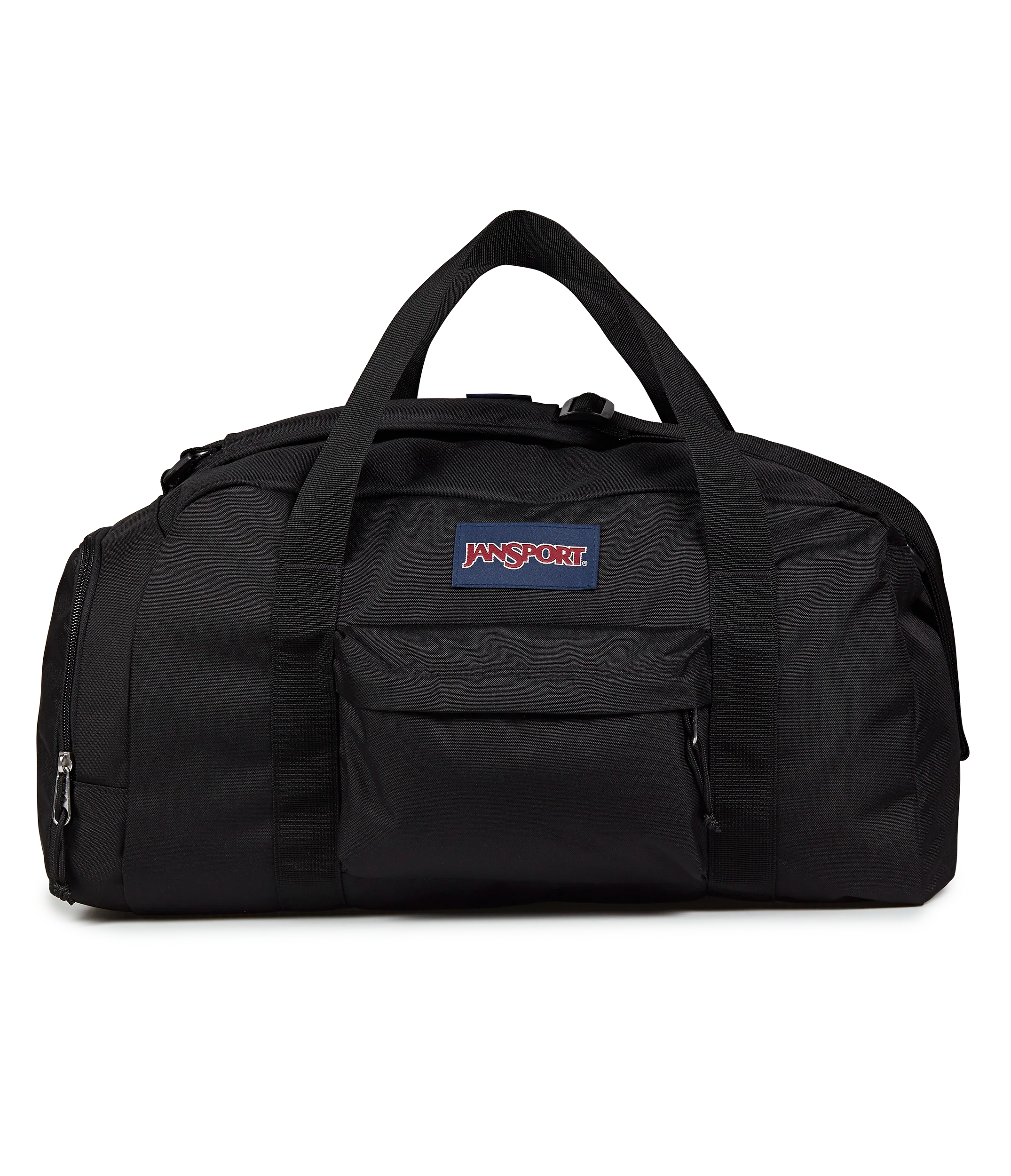 JanSport Weekender Medium Duffel in Black — front view