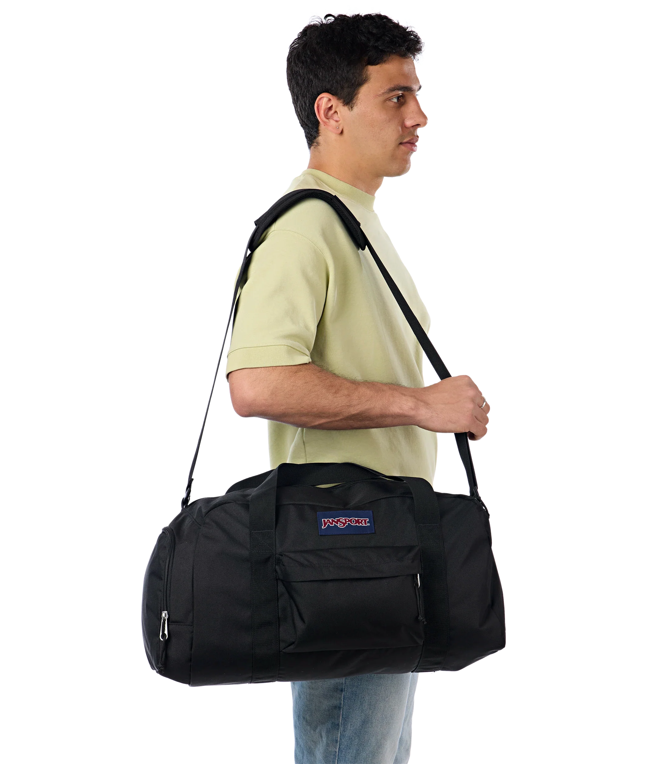 JanSport Weekender Medium Duffel in Black — angle view 3