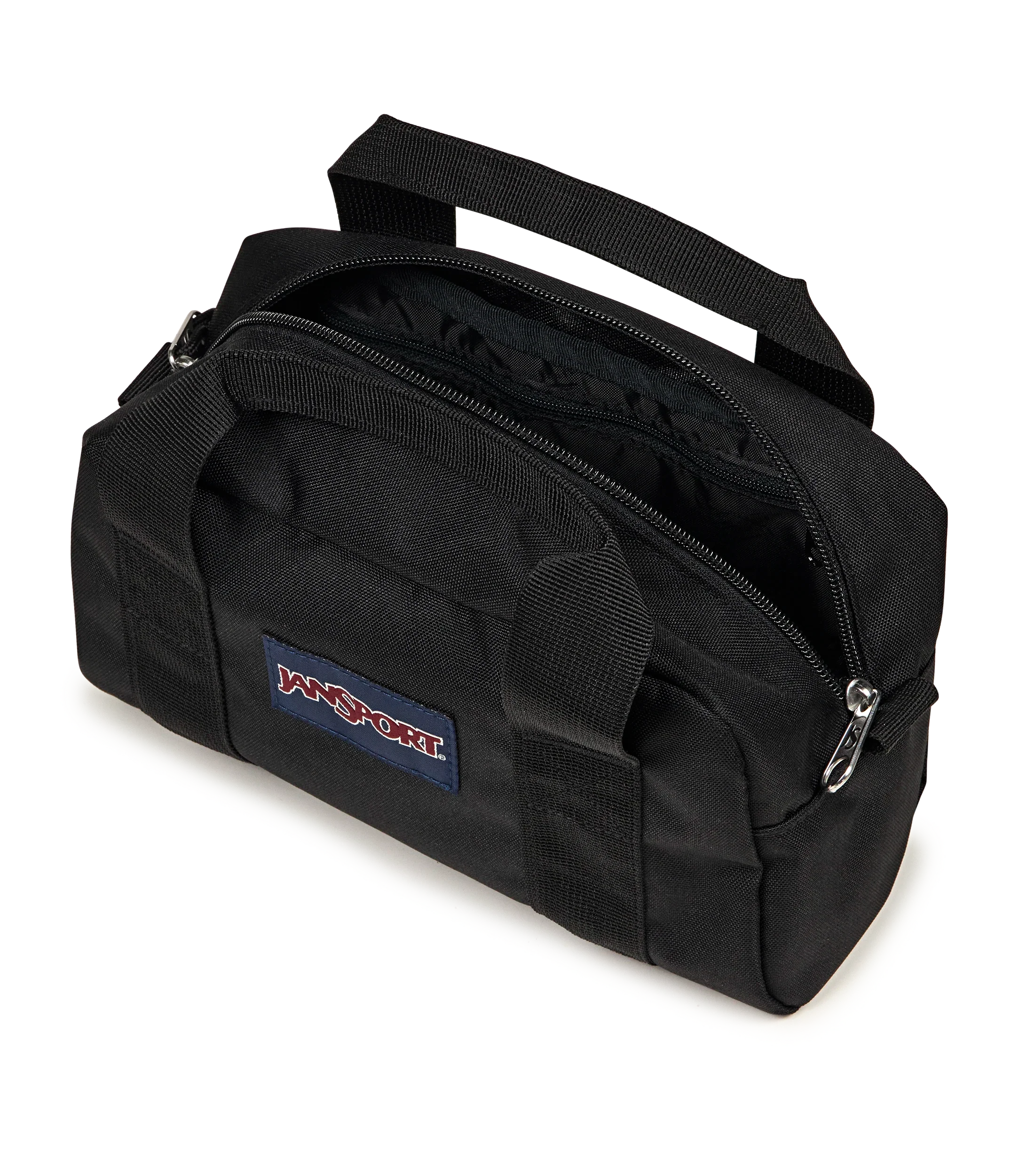JanSport Weekender Mini Duffel in Black — angle view 3