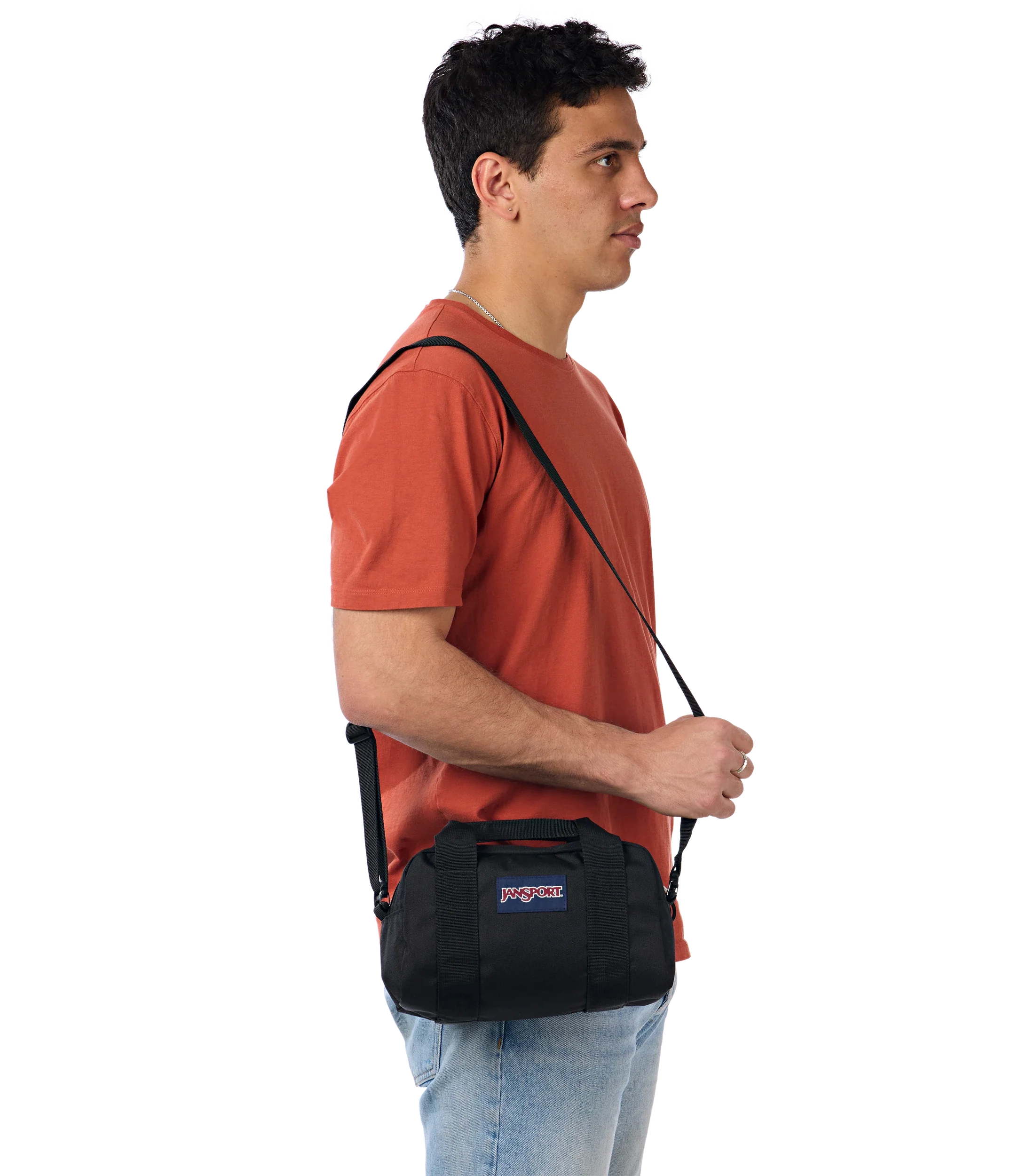 JanSport Weekender Mini Duffel in Black — angle view 2