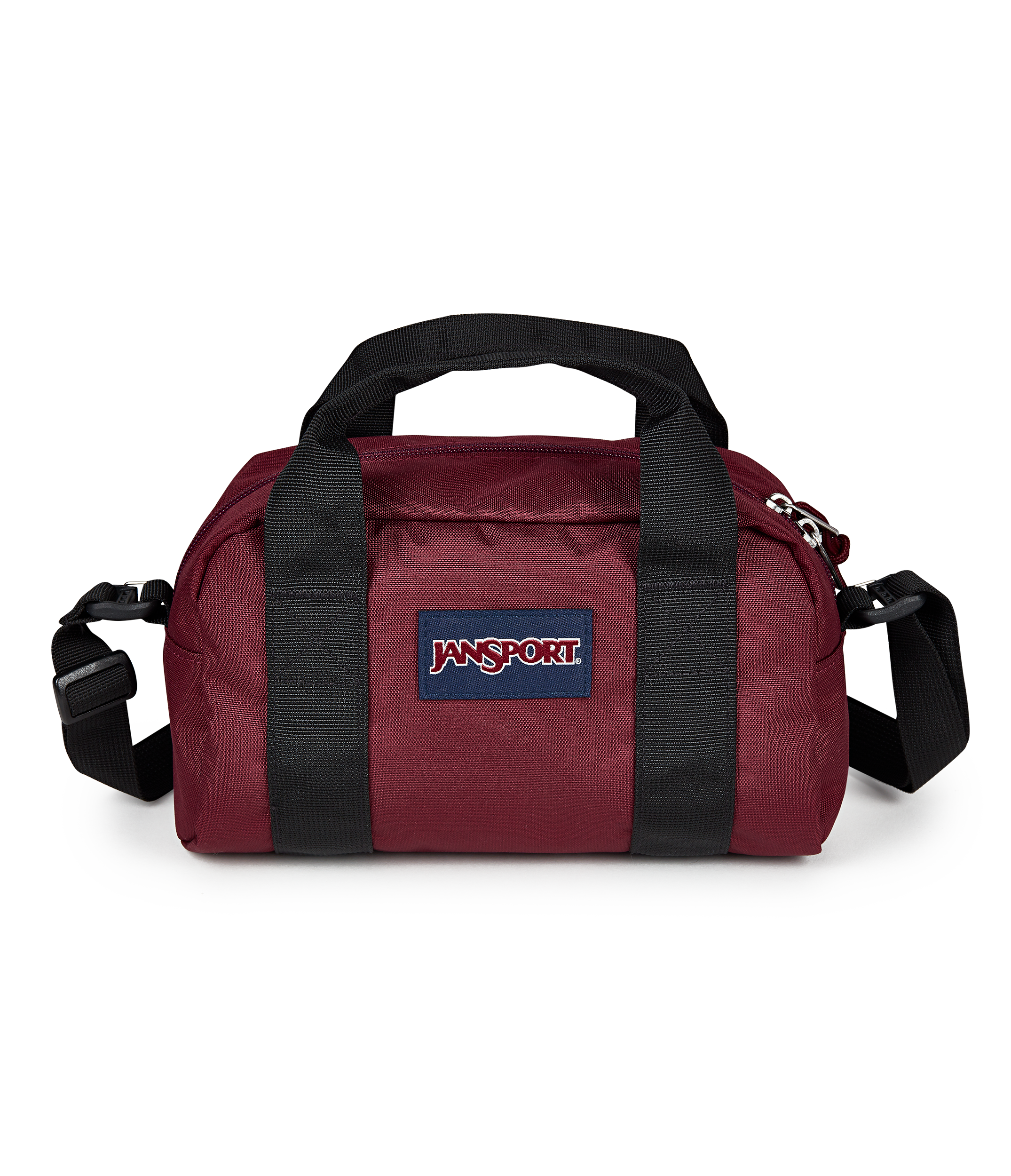 JanSport Weekender Mini Duffel in Cherry Lacquer — front view