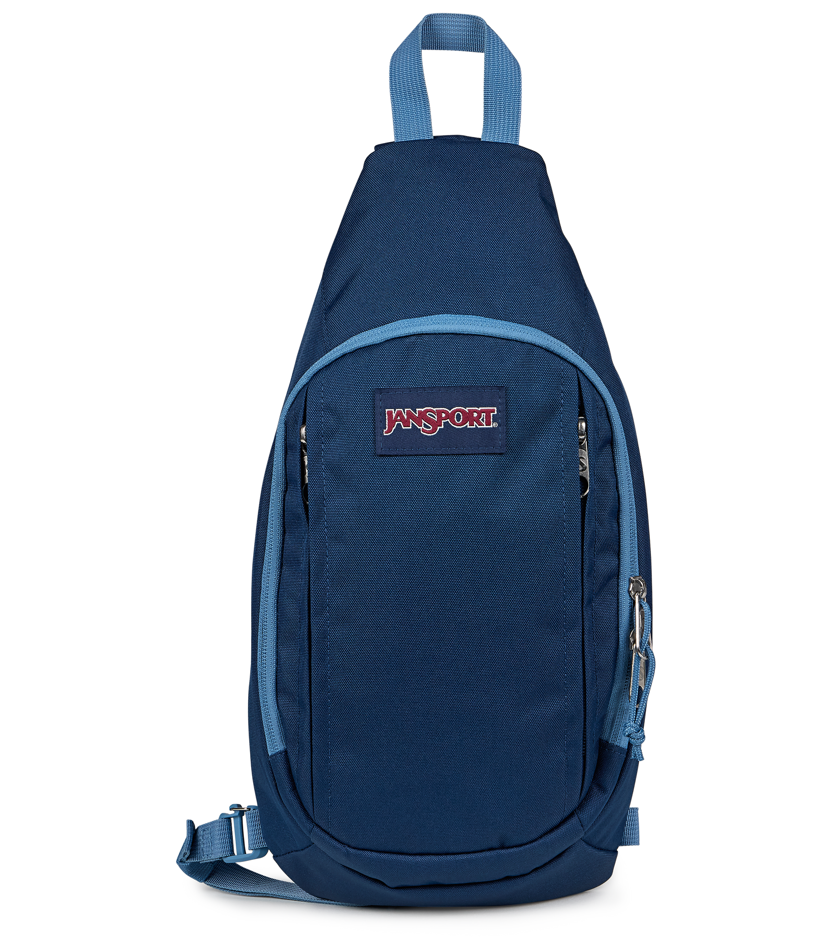 JanSport Move Sling Bag in Navy/Elemental Blue — front view # color_Navy/Elemental Blue