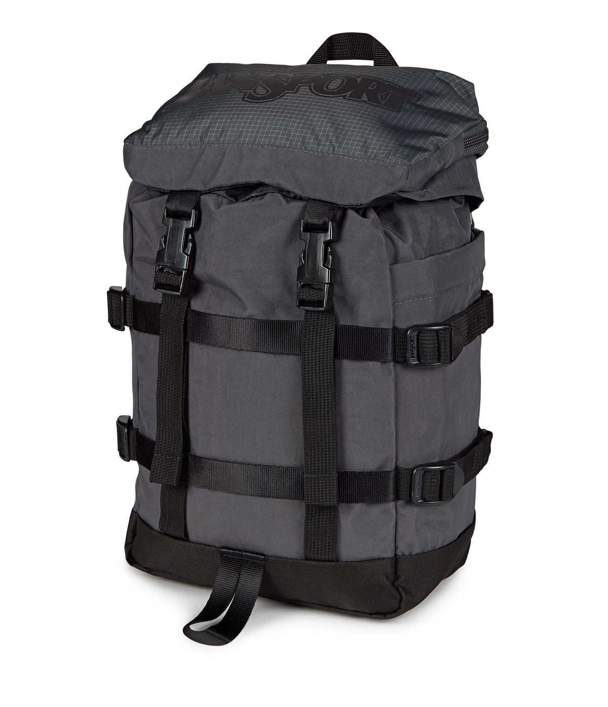 Jansport Mini Skip Pack Retro Series in Smokey Grit — angle view