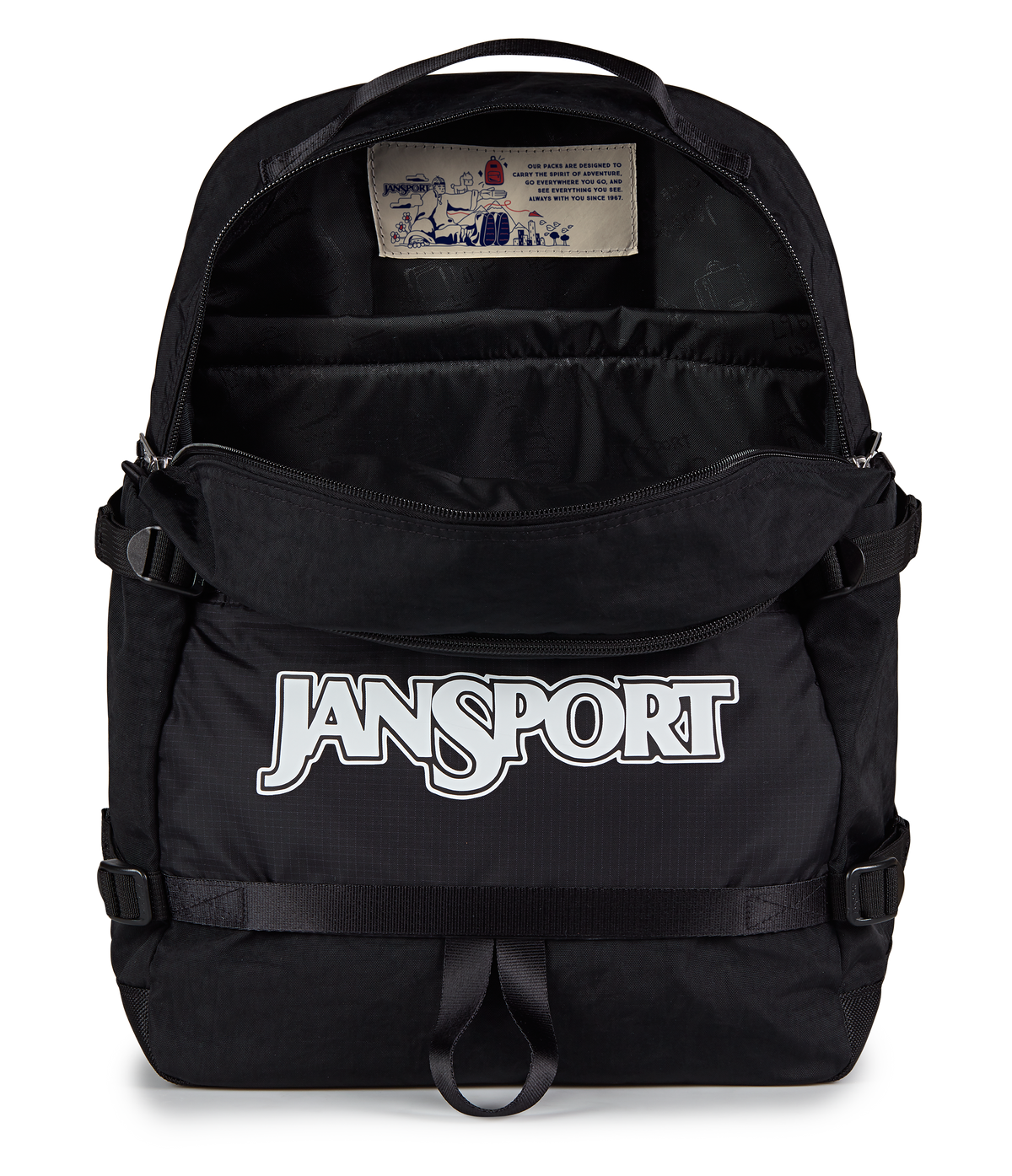 Jansport Small Seattle Pack Retro Series in Black — interior view