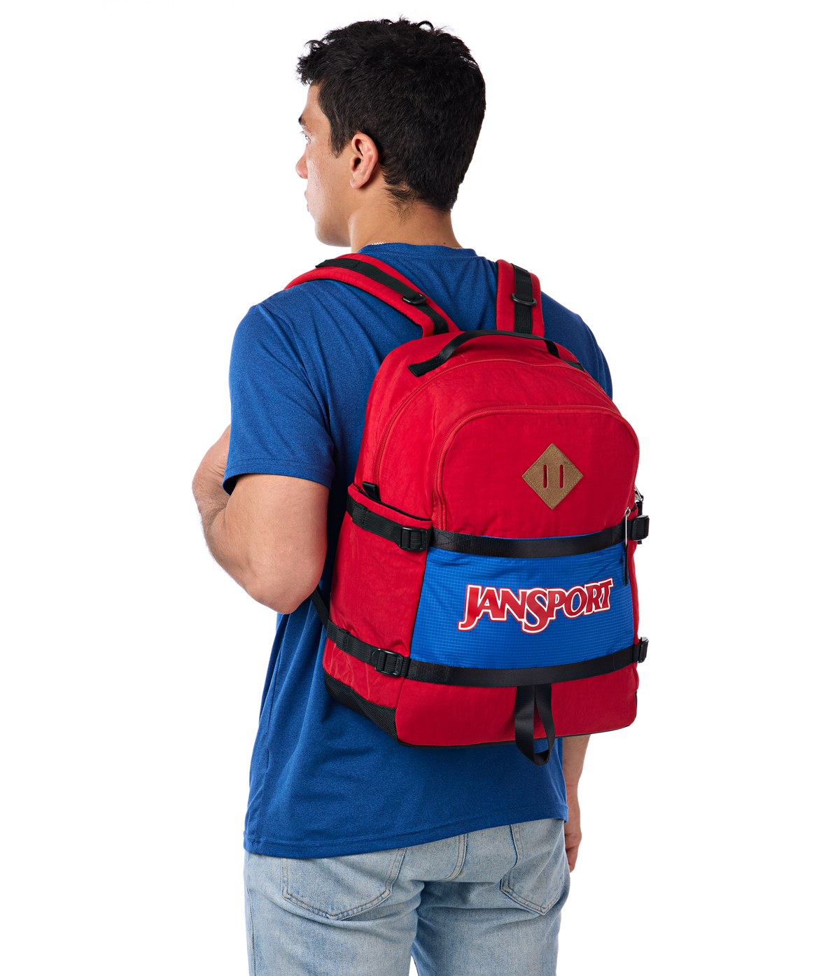 Jansport Small Seattle Pack Retro Series in Red Tape — lifestyle