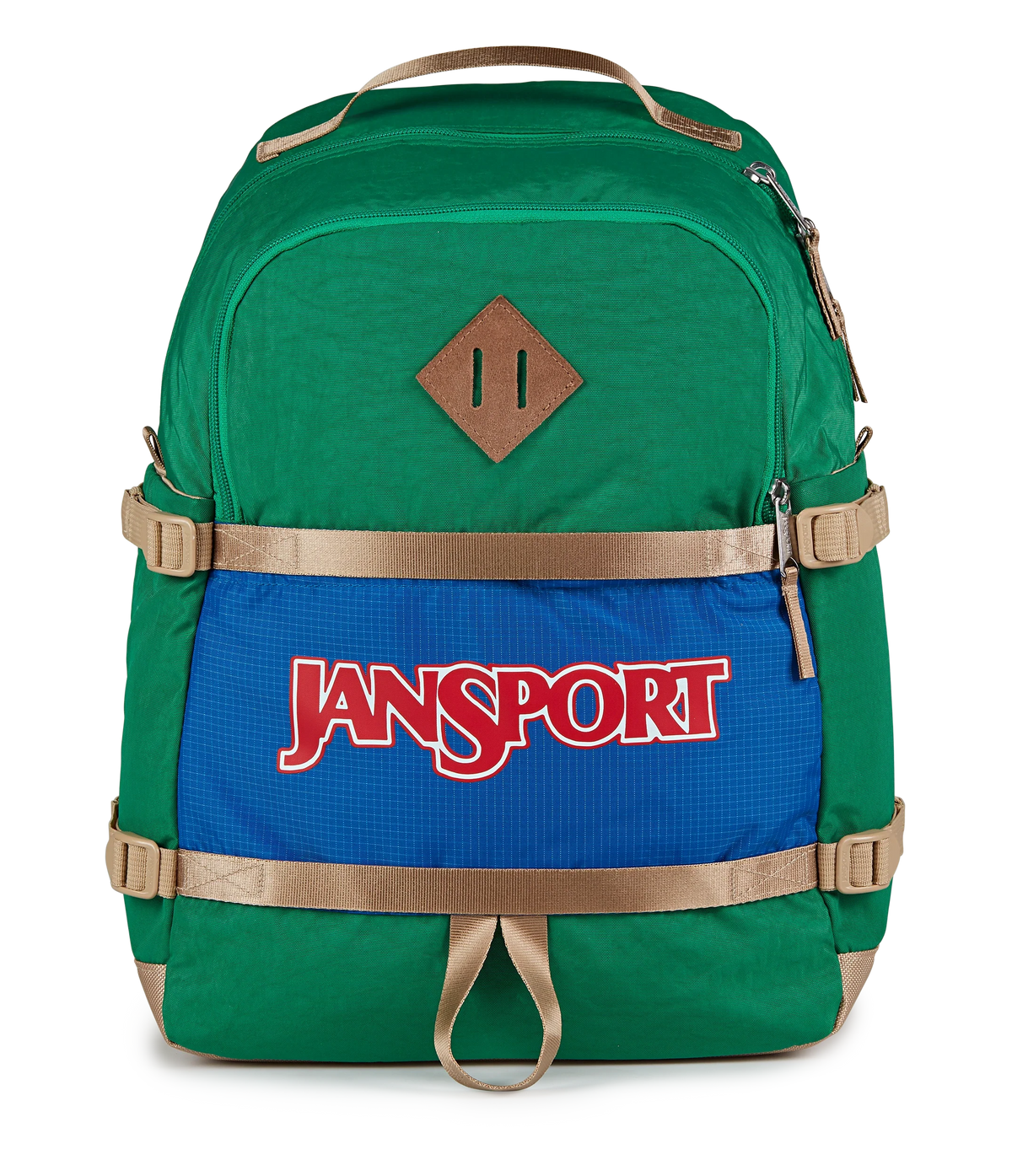 Jansport Small Seattle Pack Retro Series in Jelly Kelly — front view # color_Jelly Kelly