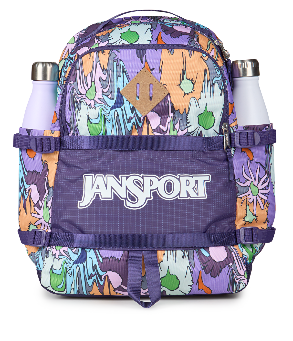 Jansport Small Seattle Pack Retro Series in Melted Blooms Yellow — detail view