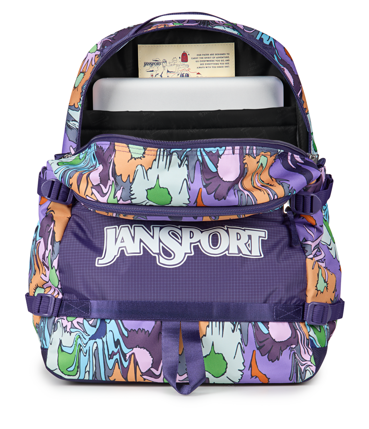 Jansport Small Seattle Pack Retro Series in Melted Blooms Yellow — detail view 2