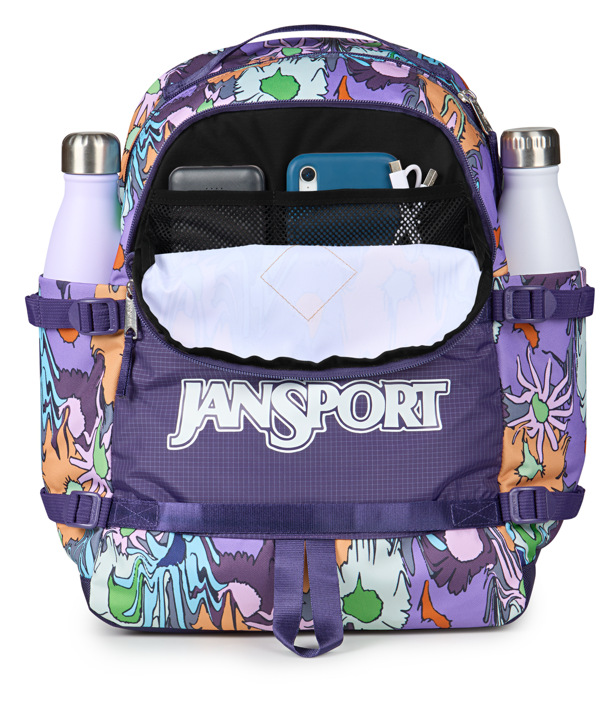 Jansport Small Seattle Pack Retro Series in Melted Blooms Yellow — detail view 4