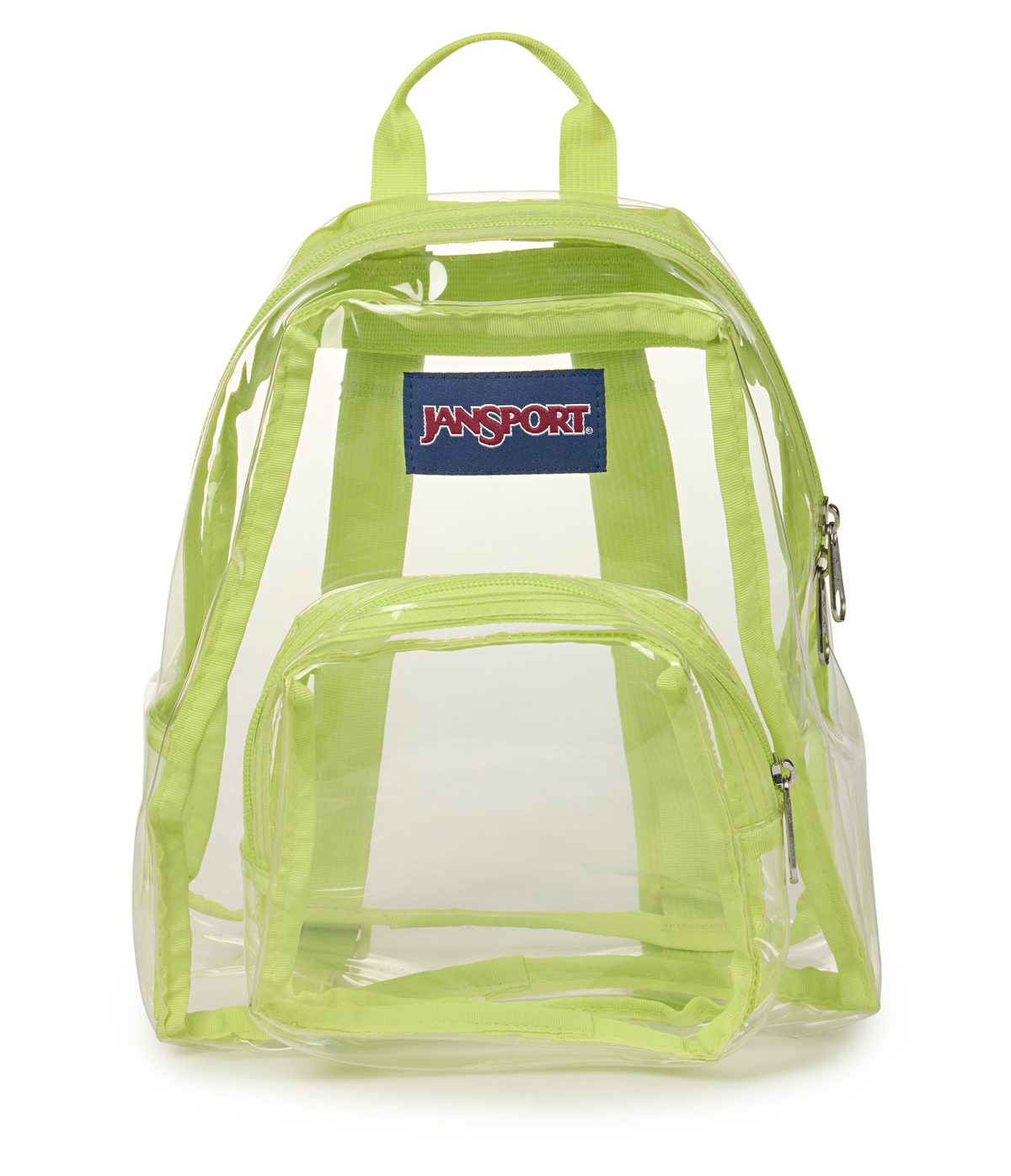 JanSport Clear Mini Pack in Citron Lime — front view # color_Citron Lime